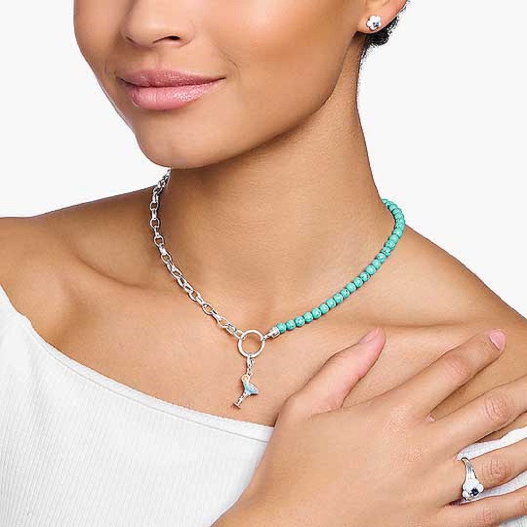 THOMAS SABO Silberkette Charmkette mit Beads und Gliedern - imitierter Türkis