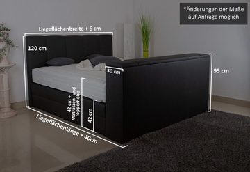 PAARA Boxspringbett Chicago mit Bettkasten Stauraum + TV Lift, mit einzigartigem Belüftungssystem