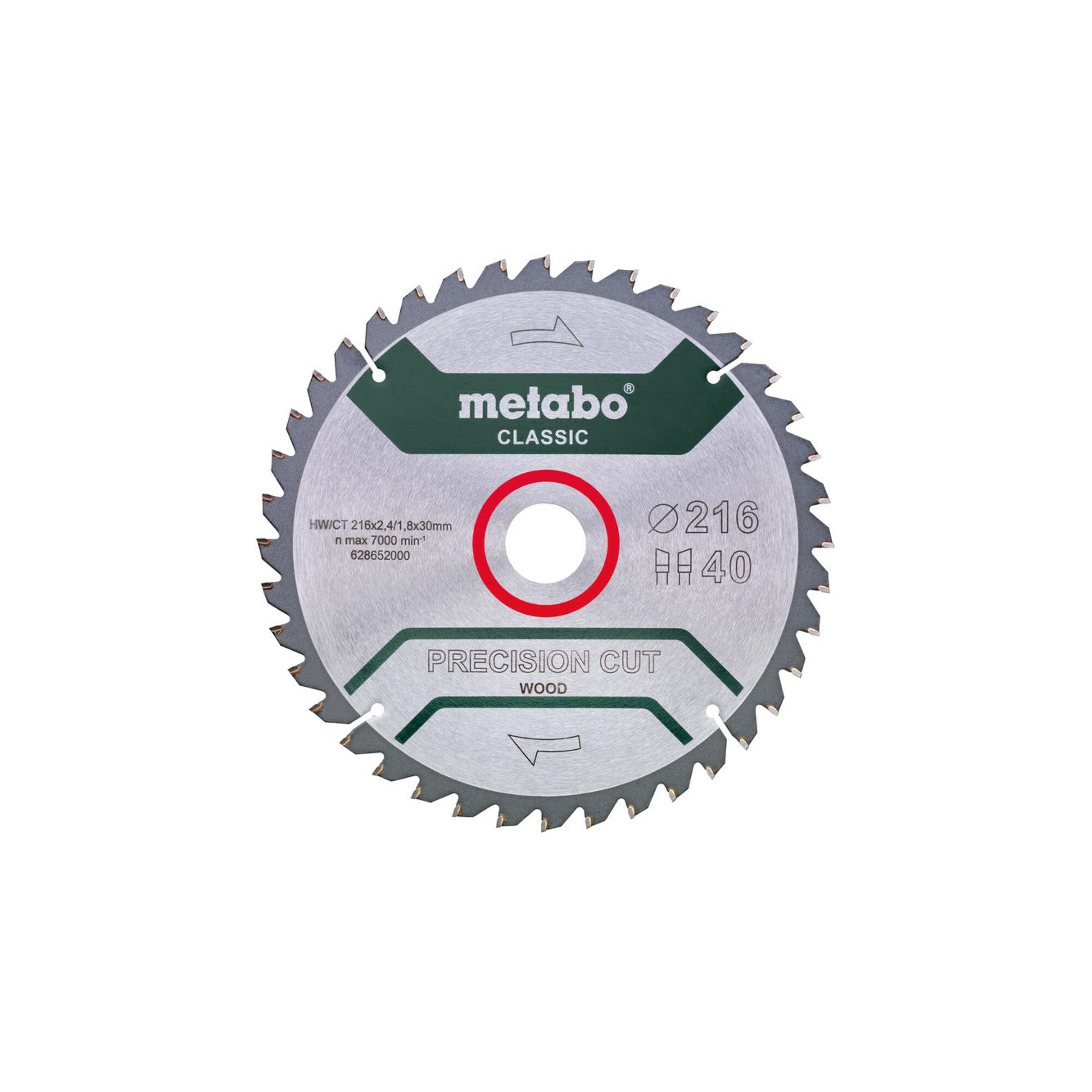 metabo Kreissägeblatt Metabo Sägeblatt "precision cut wood - classic", 216x2,4/1,8x30 Z40 WZ