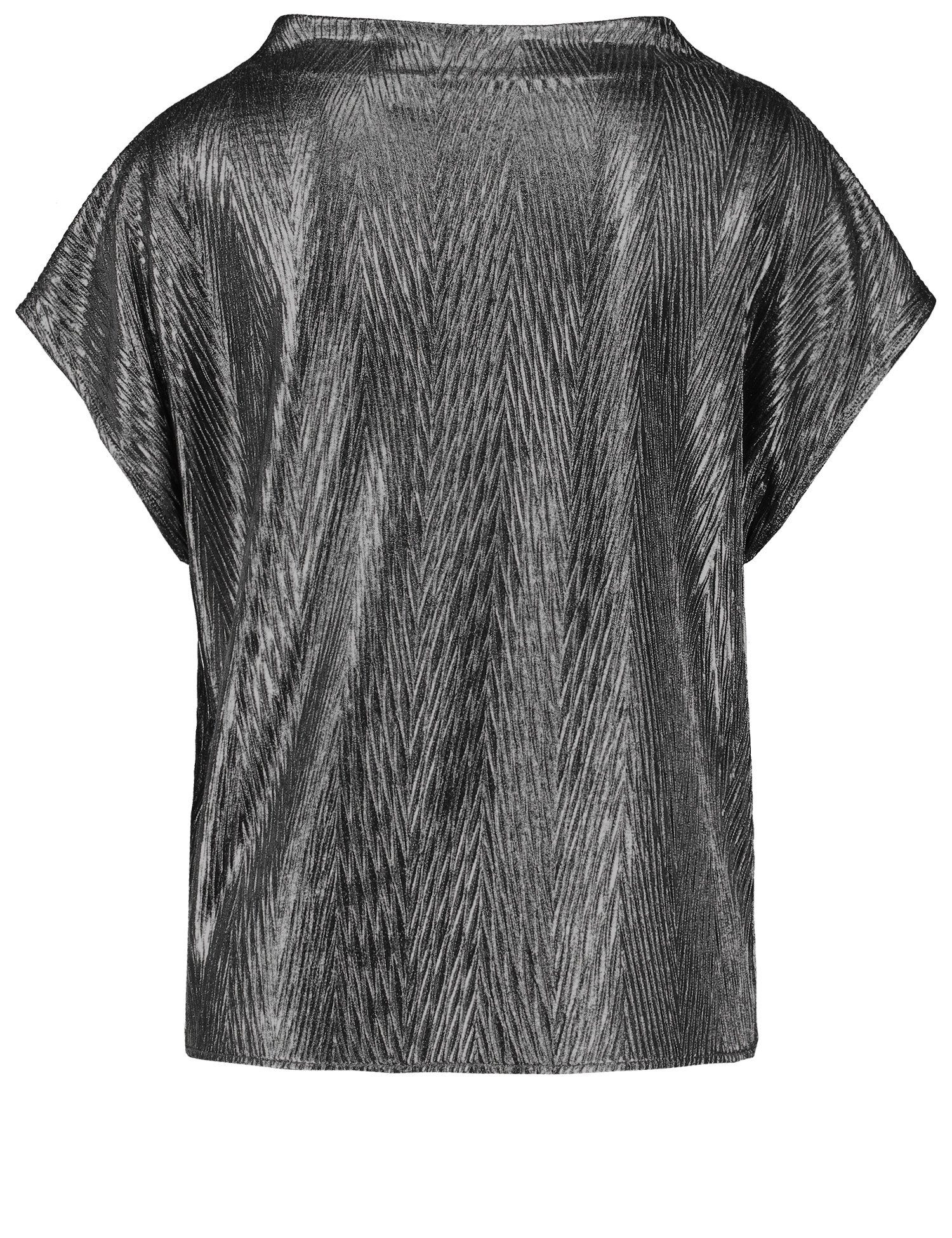 Struktur-Qualität Glam-Shirt Grau Kurzarmshirt aus Taifun glanzvoller
