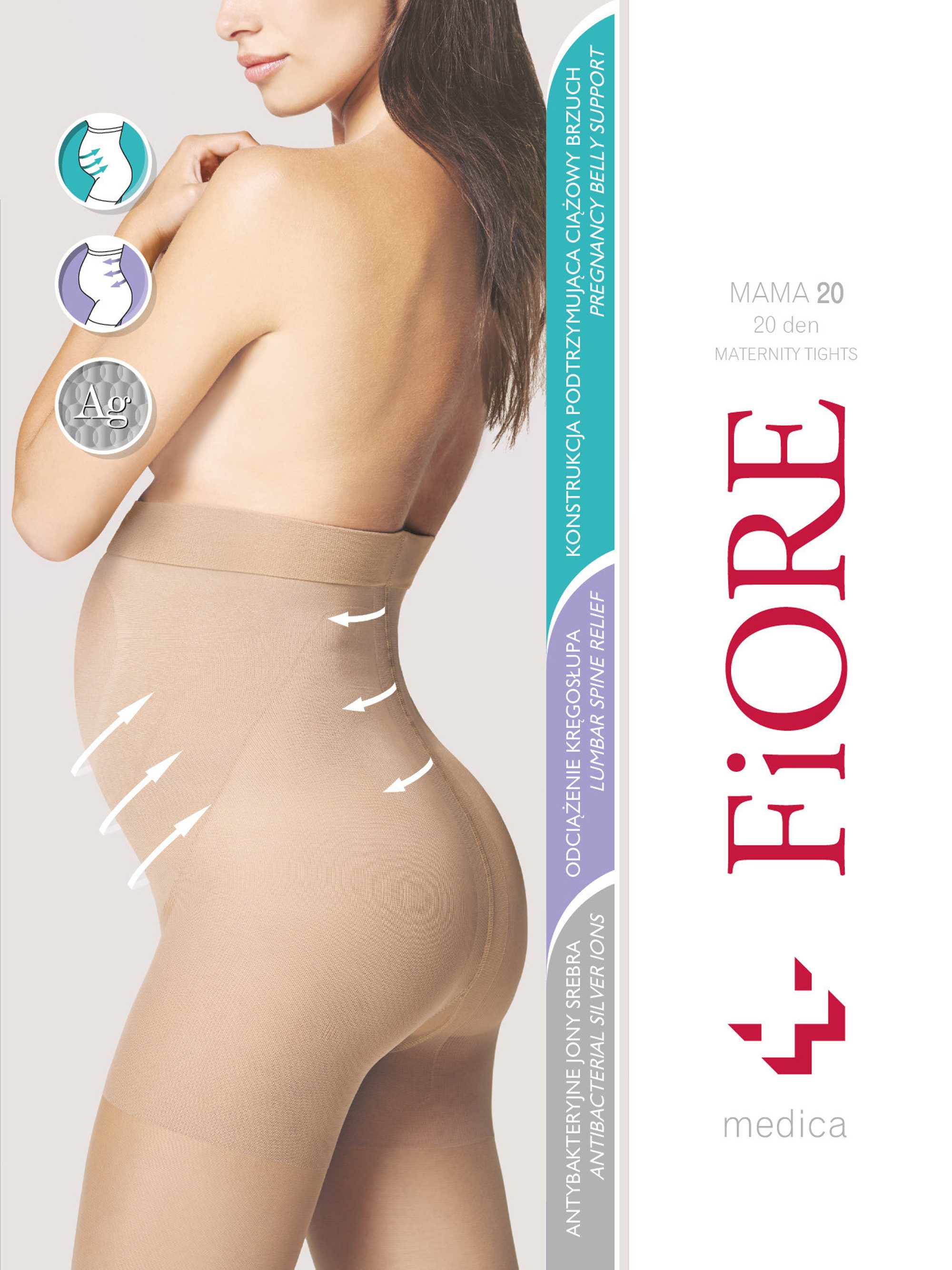 Fiore Umstandsstrumpfhose Bodycare (Packung 1 St. 1 Paar) Umstandsstrumpfhose 20DEN optimale Passform