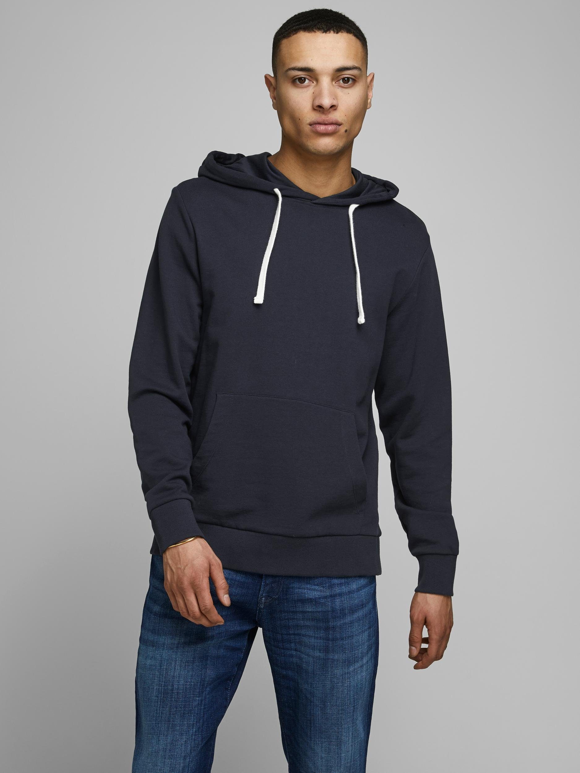 Jones HOOD & SWEAT Pullover Hoodie Jack JJEHOLMEN Kapuzensweatshirt blau