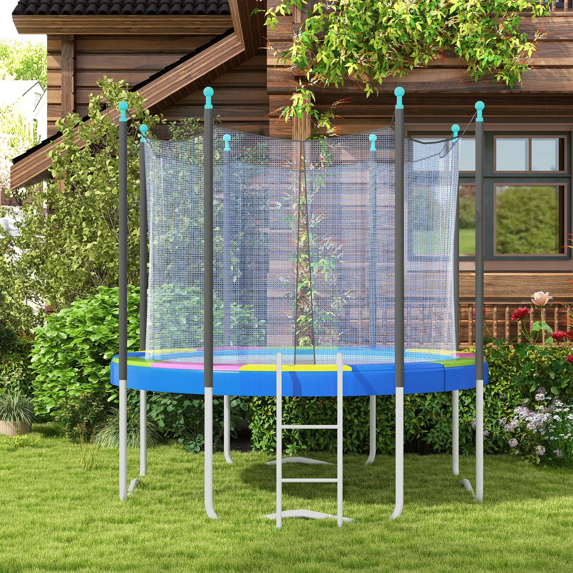 SPORTNOW Trampolin-Abdeckplane Trampolin Randschutz, Reißfest UV-resistent, Wasserdicht (Federabdeckung, 1-St., Randabdeckung), für Gartentrampoline, Mehrfarbig