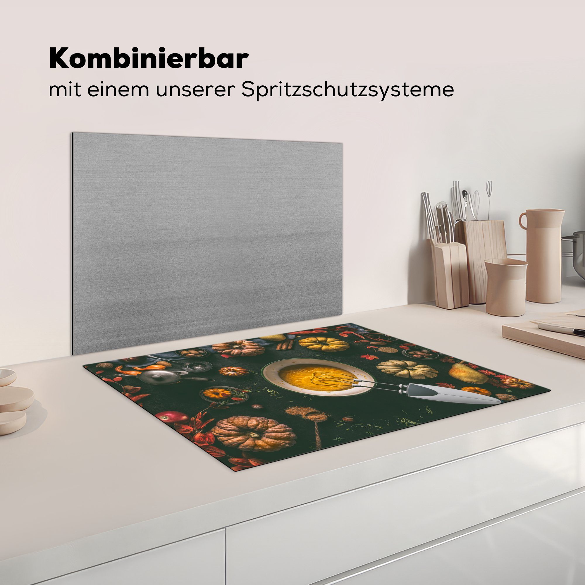 (1 Herbst, Essen Kürbis Mobile Herdblende-/Abdeckplatte - - Ceranfeldabdeckung Vinyl, tlg), Arbeitsfläche 70x52 cm, MuchoWow nutzbar,