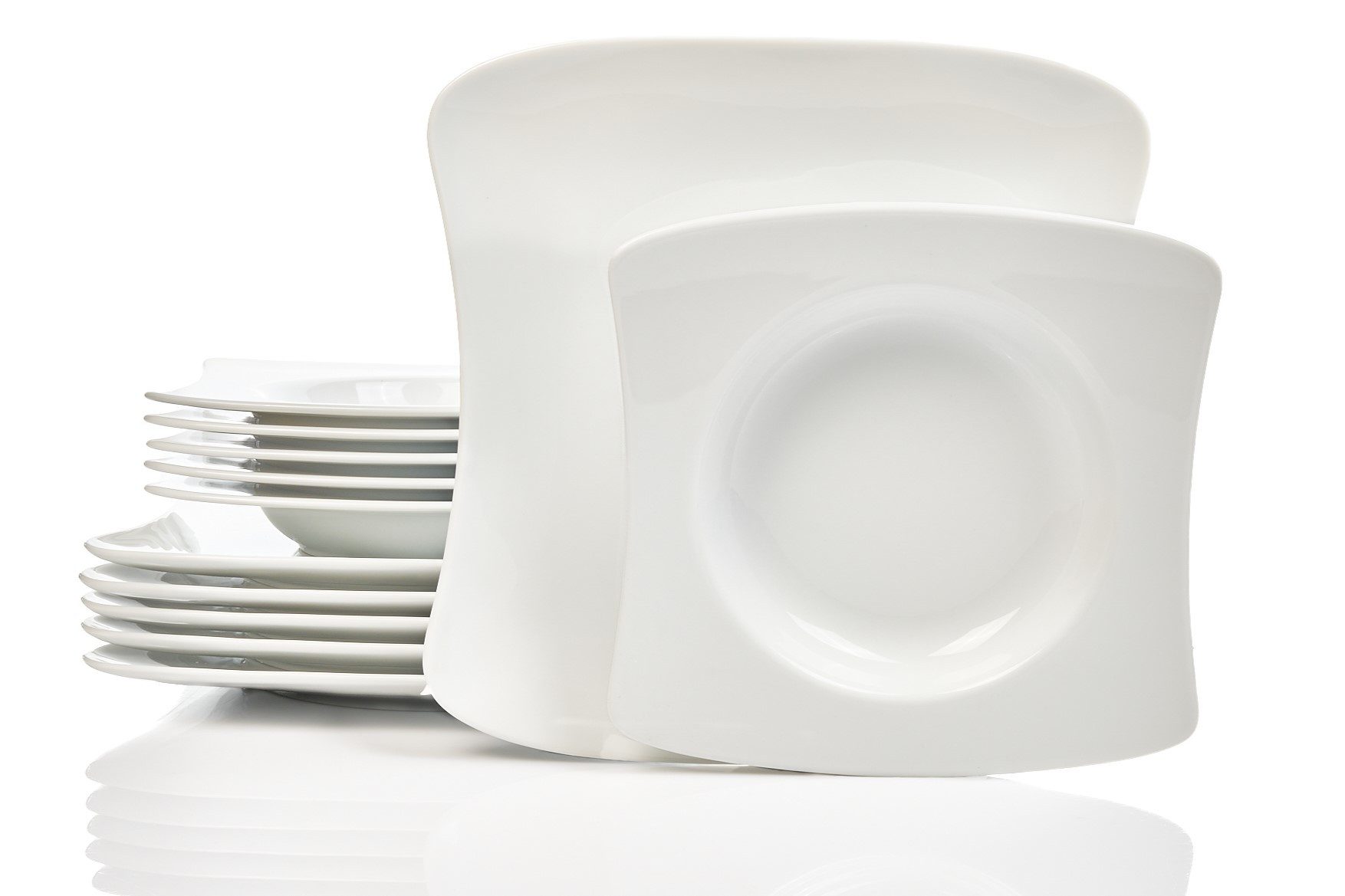 Retsch Arzberg Tafelservice Geschirr-Set SANDY (12-tlg), 6 Personen, Porzellan, Teller Set, weiß, Made in Germany, 12 Teile, für 6 Personen