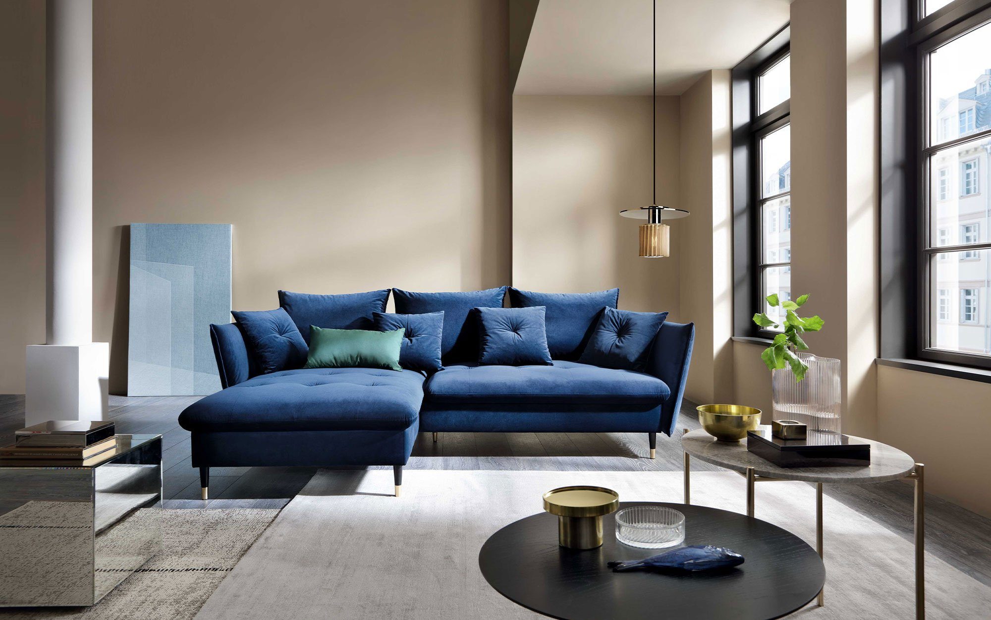 Klappfunktion, Aufbau Schlaf- Sofa mit inkl. und Blau Baidani Louise Sofa