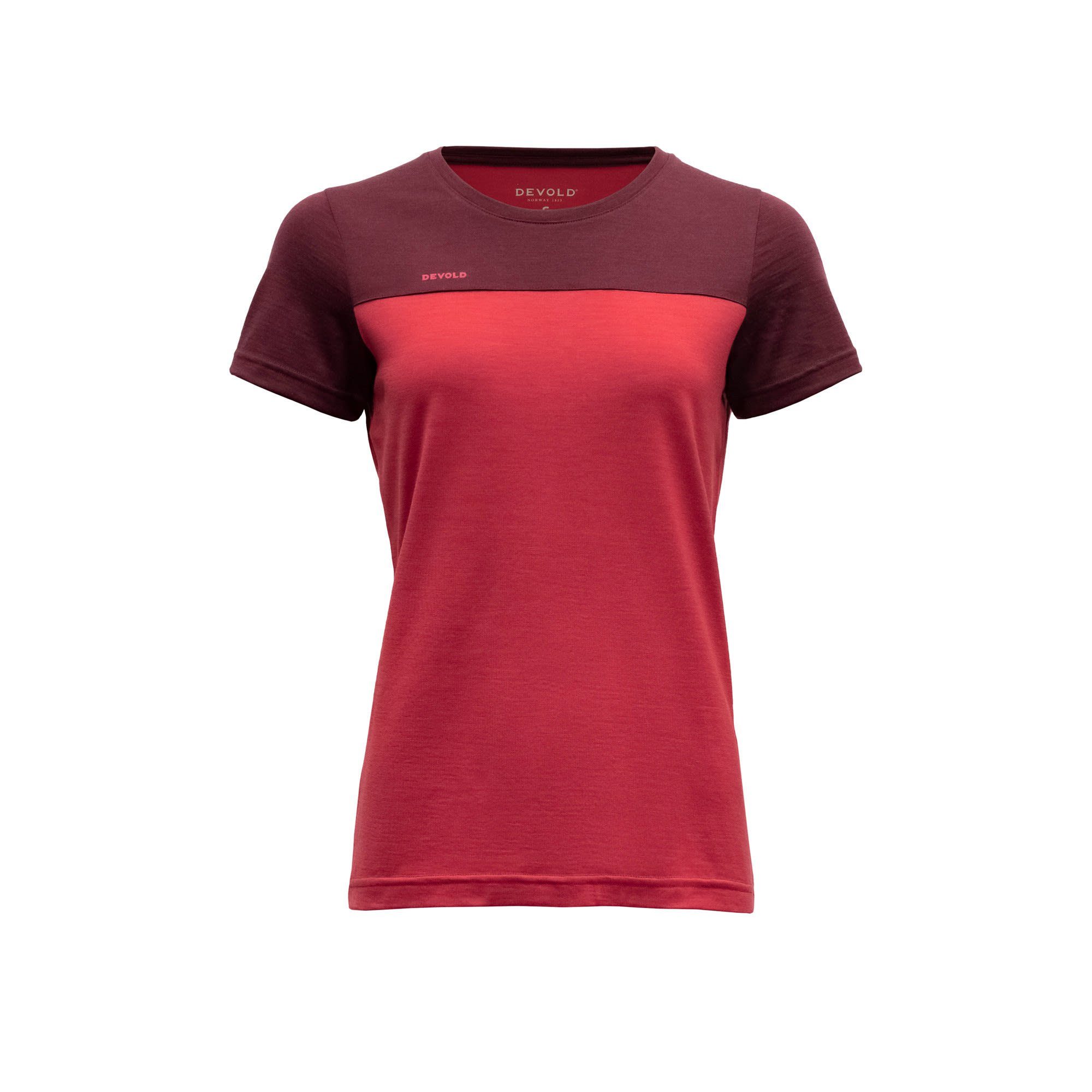 Devold T-Shirt Devold W Norang Merino 150 Tee Damen Kurzarm-Shirt Port - Beauty