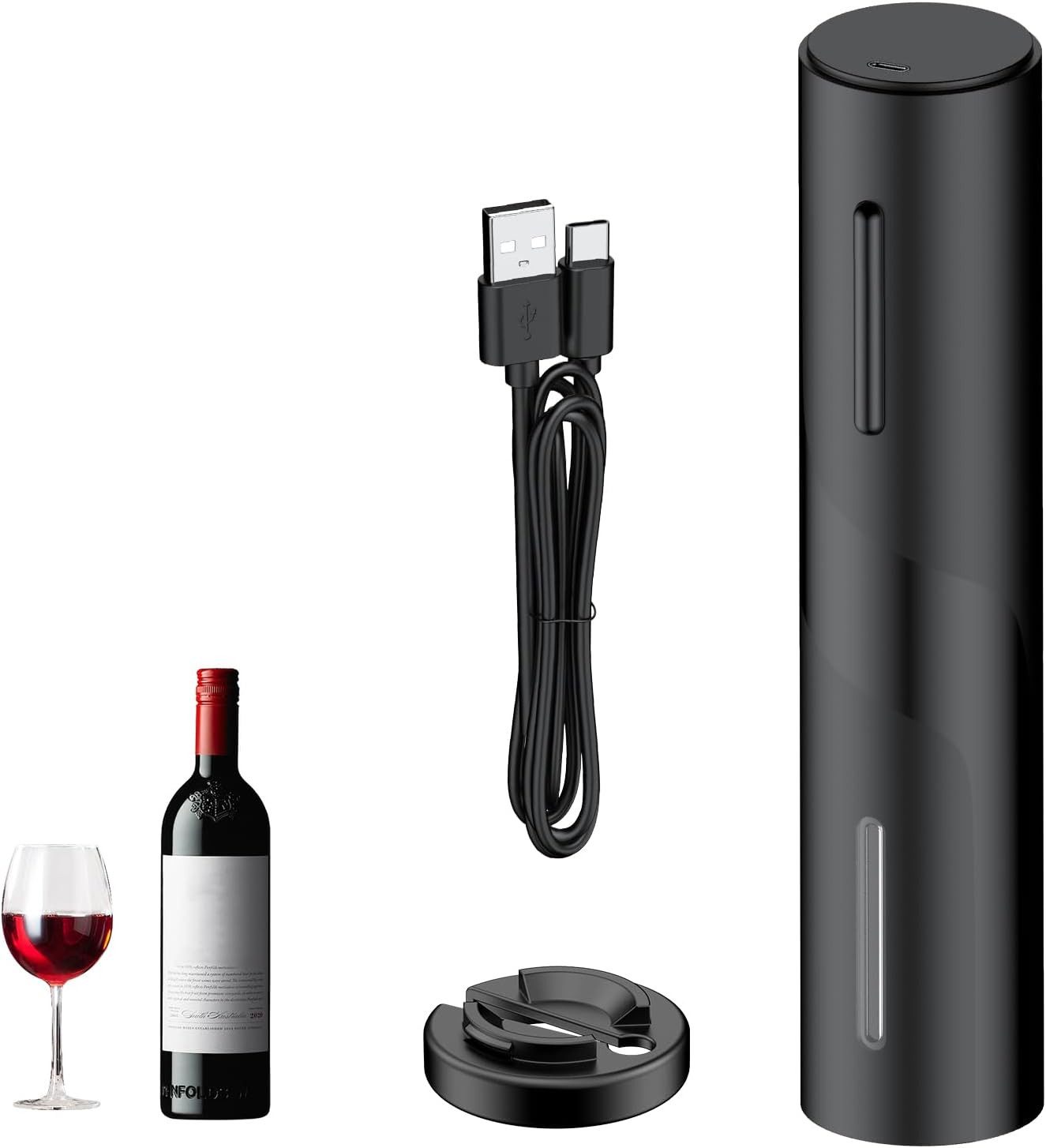 FELIXLEO Elektrischer Dosenöffner Elektrischer Weinöffner USB C Mit Folienschneider LED Licht