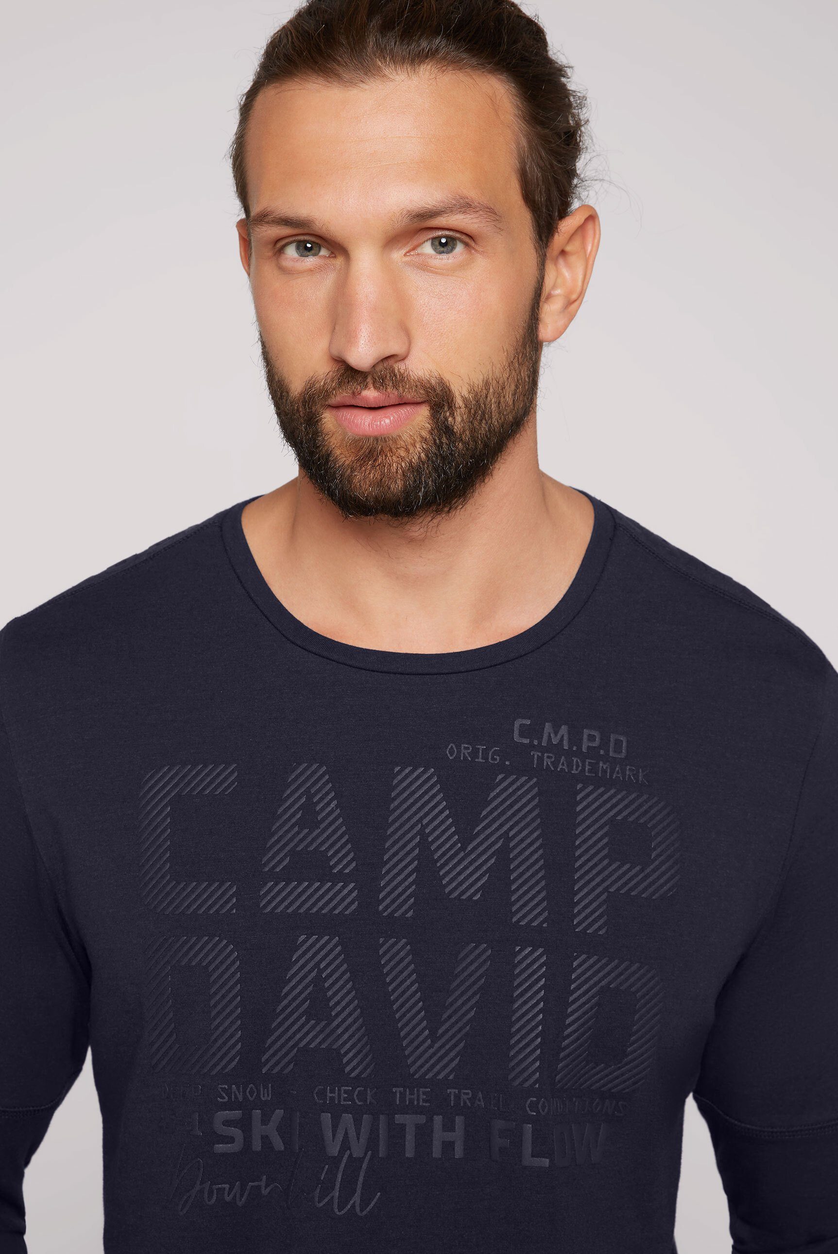 CAMP DAVID Rundhalsshirt mit Teilungsnähten Seiten an den