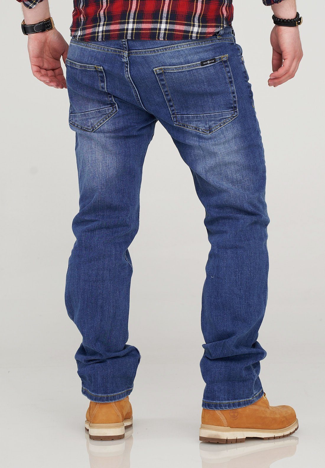 SOULSTAR Straight-Jeans Waschung dezenter blau TIRANA mit