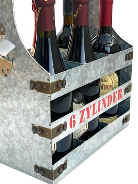 DanDiBo Flaschenträger Weinträger Metall mit Öffner Flaschenträger 6 Zylinder V6