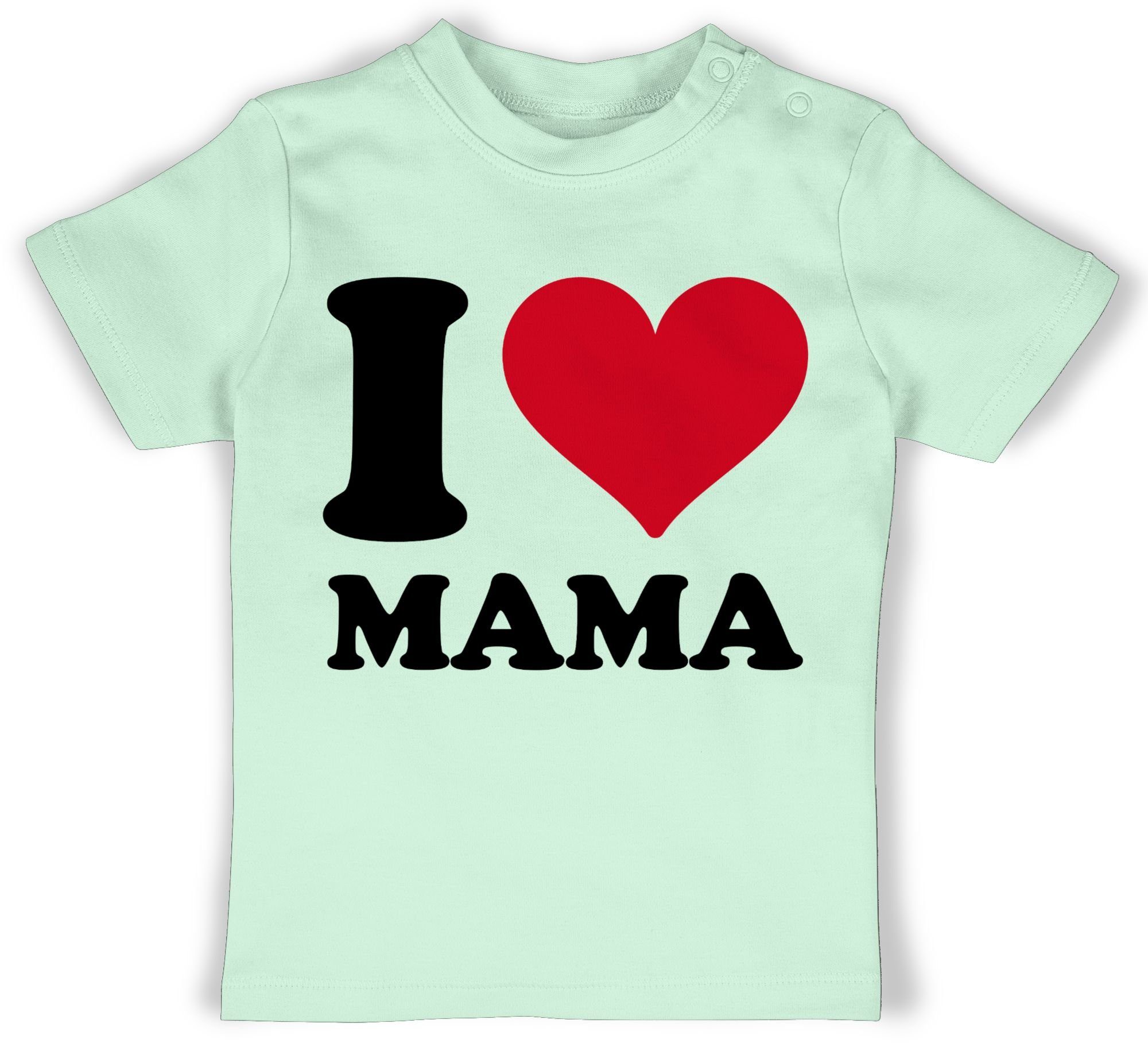 Shirtracer T-Shirt I Love Mama Muttertagsgeschenk 2 Mintgrün