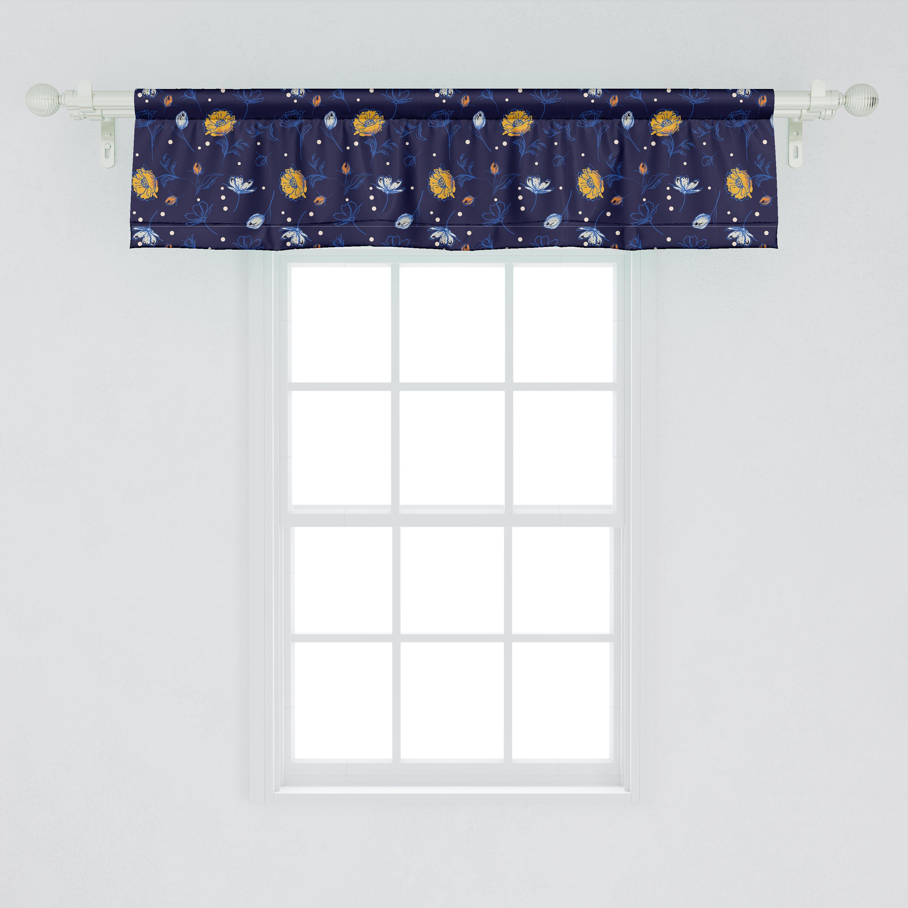 Scheibengardine Vorhang Volant mit Abakuhaus, Blooming Küche Knospen Dekor Schlafzimmer Microfaser, Blumen für Stangentasche, Blumen-Kunst