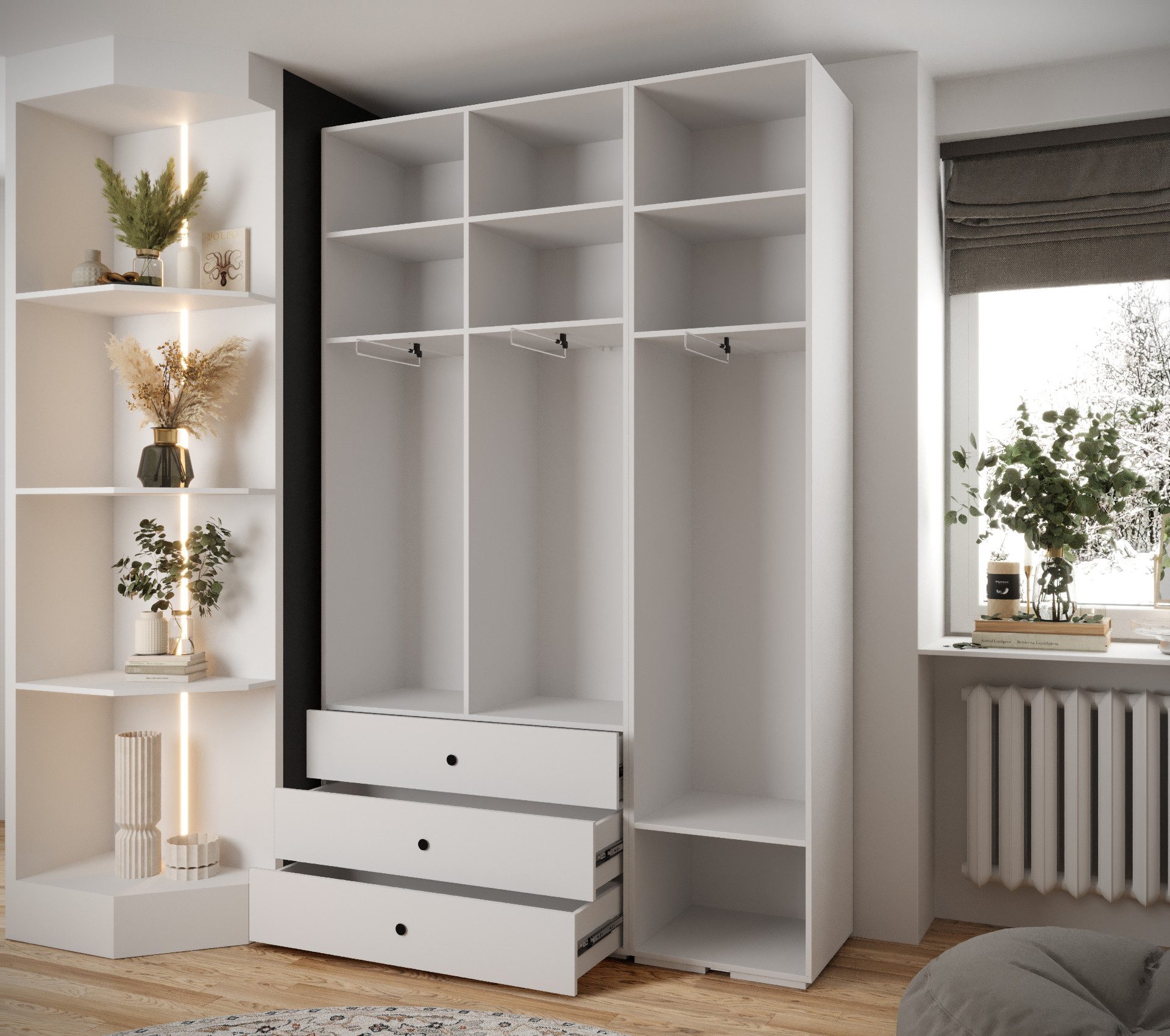 ABIKS MÖBEL Kompaktgarderobe INOVA 3 SATZ 17 Möbelset, Garderobe mit Kleiderstange und Regalen