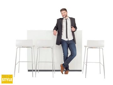Mauser Sitzkultur Barhocker, mit Lehne, Designer Barstuhl für Kücheninsel, Bistrostuhl Weiß H: 91cm