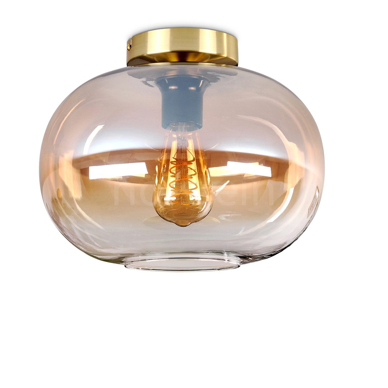 hofstein Deckenleuchte Deckenlampe aus Metall/Glas in Goldfarben/Schwarz/Be günstig online kaufen