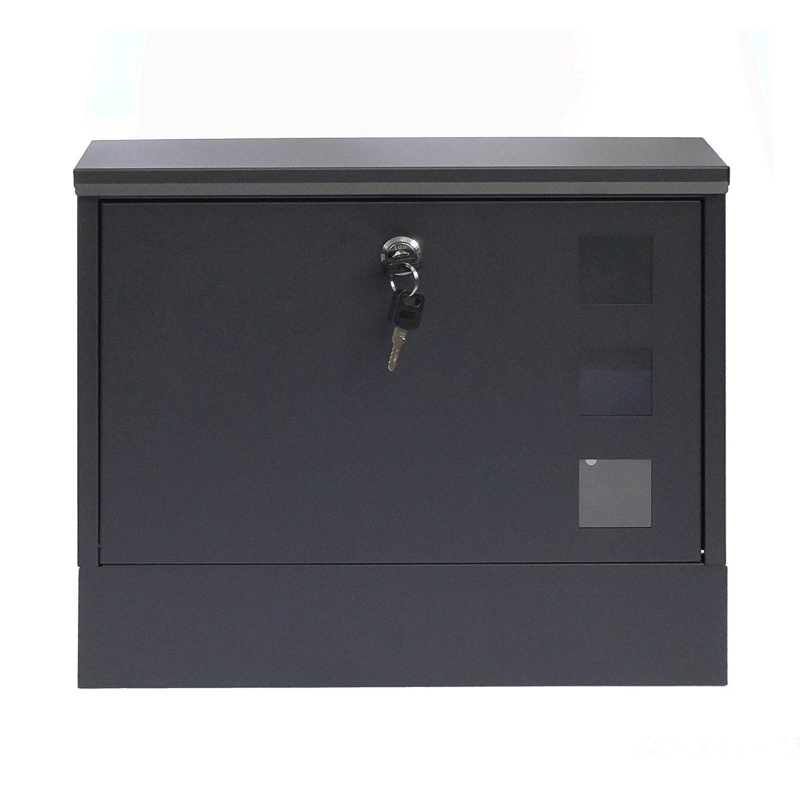 HTI-Living Briefkasten Briefkasten Amin Schwarz modern mit Zeitungsfach (Stück, 1-St., 1 Briefkasten), mit Sichtfenster zur Wandmontage