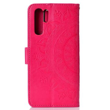 CoverKingz Handyhülle Huawei P30 Pro Handyhülle Flip Cover Case Handytasche Mandala Pink, Klapphülle Schutzhülle mit Kartenfach Schutztasche Motiv Mandala
