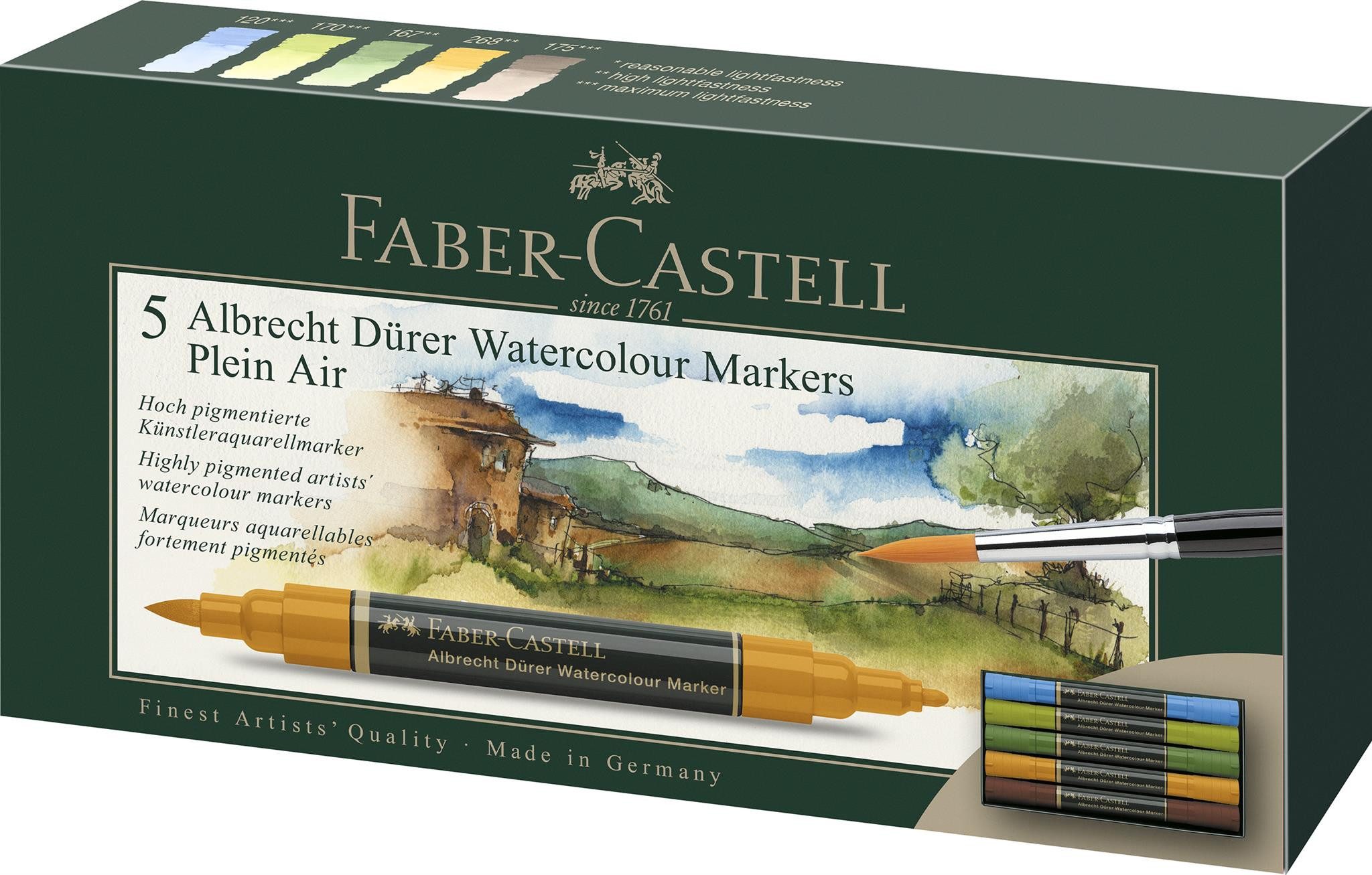 Faber-Castell Malstift Faber Castell Aquarellmarker A.Dürer 0,8mm PleinAi 5er Etui