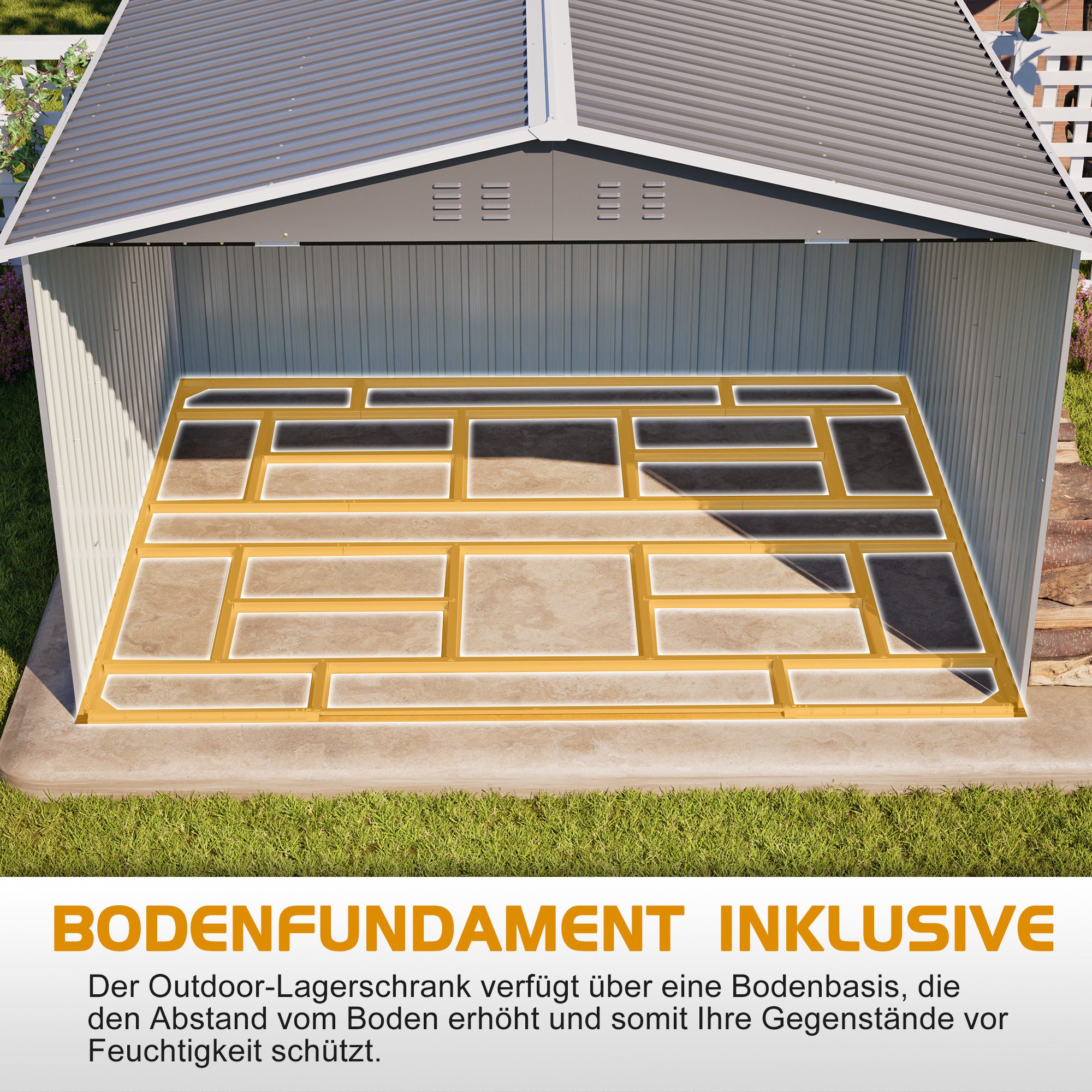 kowdom Gartenhaus Metall Gartenhaus XXL 300x252x191 cm Satteldach abschließbar, (Gerätehaus, Komplettset), Belüftung, wetterfest, abschließbar