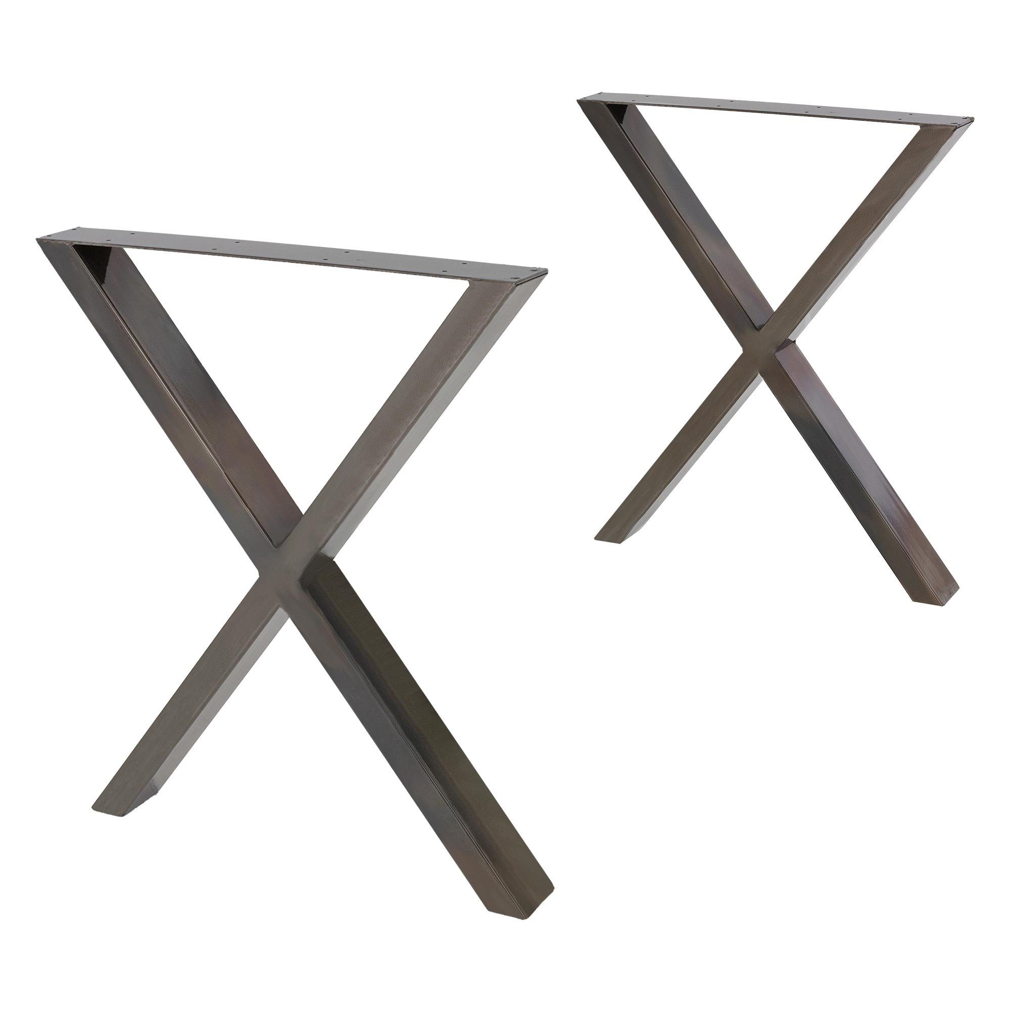 X-Form Tischbein Tischuntergestell Tischgestell 60x73cm 2er X-Design Möbelfüße, Tischkufen ECD Metall Stahl Set Industriedesign Germany