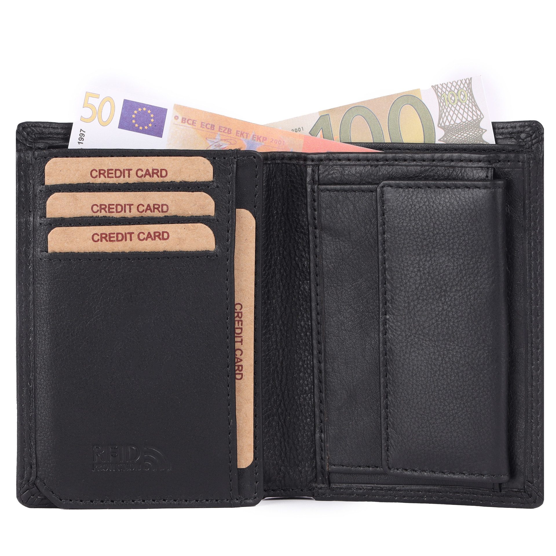 Benthill Geldbörse Herren Echt Leder Geldbeutel RFID Männer Portemonnaie Slim Portmonee, RFID-Schutz Kartenfächer Münzfach