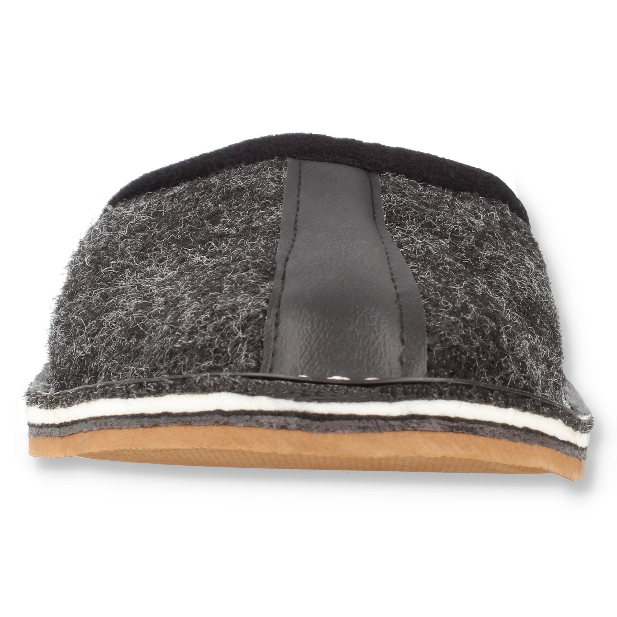 filsko Ogre Herren Filz mit Kunstleder-Streifen Hausschuh leichter Pantoffel, Slip-On, Filz- oder Gummisohle