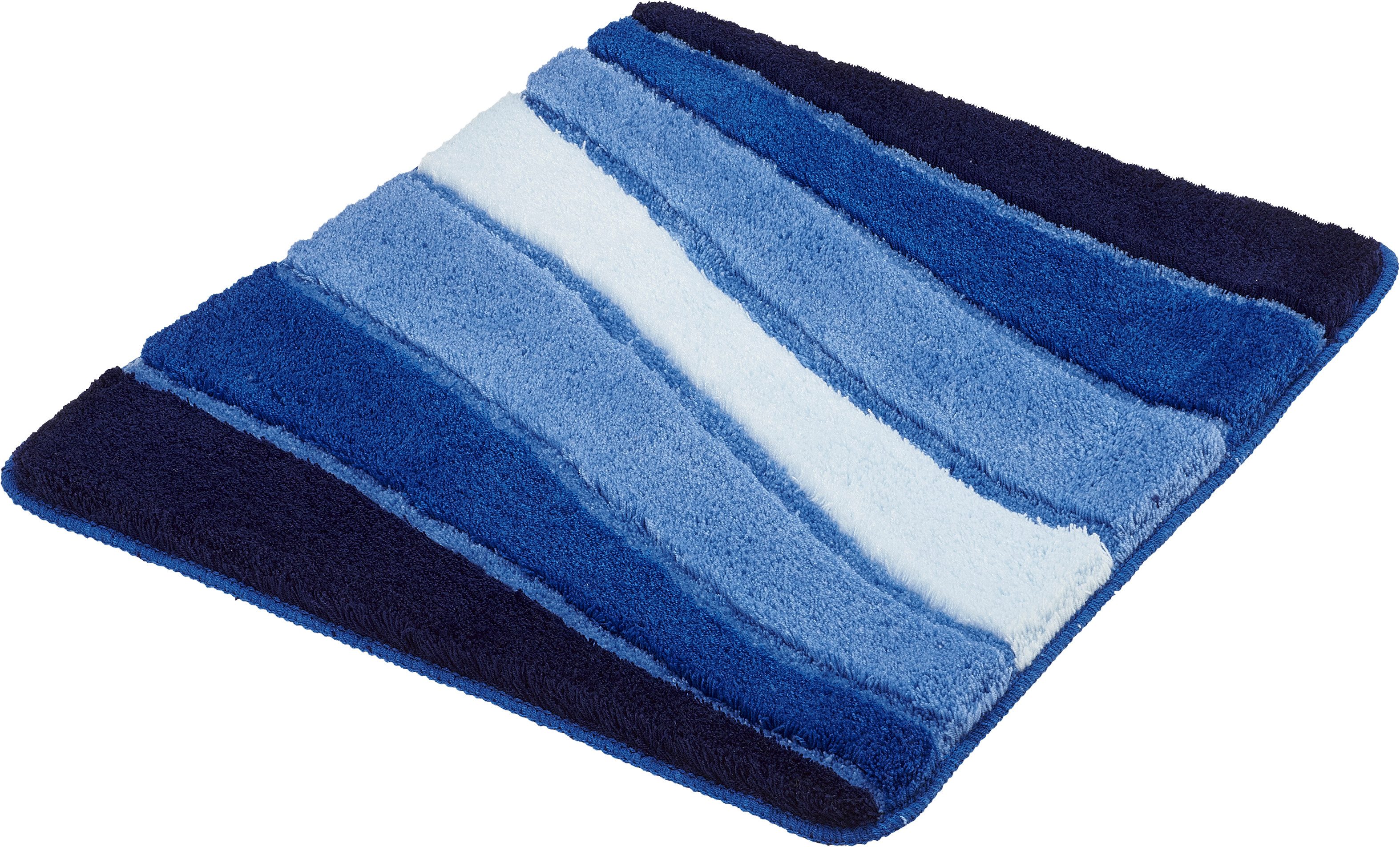Kleine Wolke Badematte Ocean, Badvorleger, Badezimmer Teppich, Höhe 21 mm, rutschhemmend beschichtet, fußbodenheizungsgeeignet, Kunstfaser, rechteckig, Badteppich, Wellen Design, mit Farbverlauf, Hoch-Tief Effekt, waschbar
