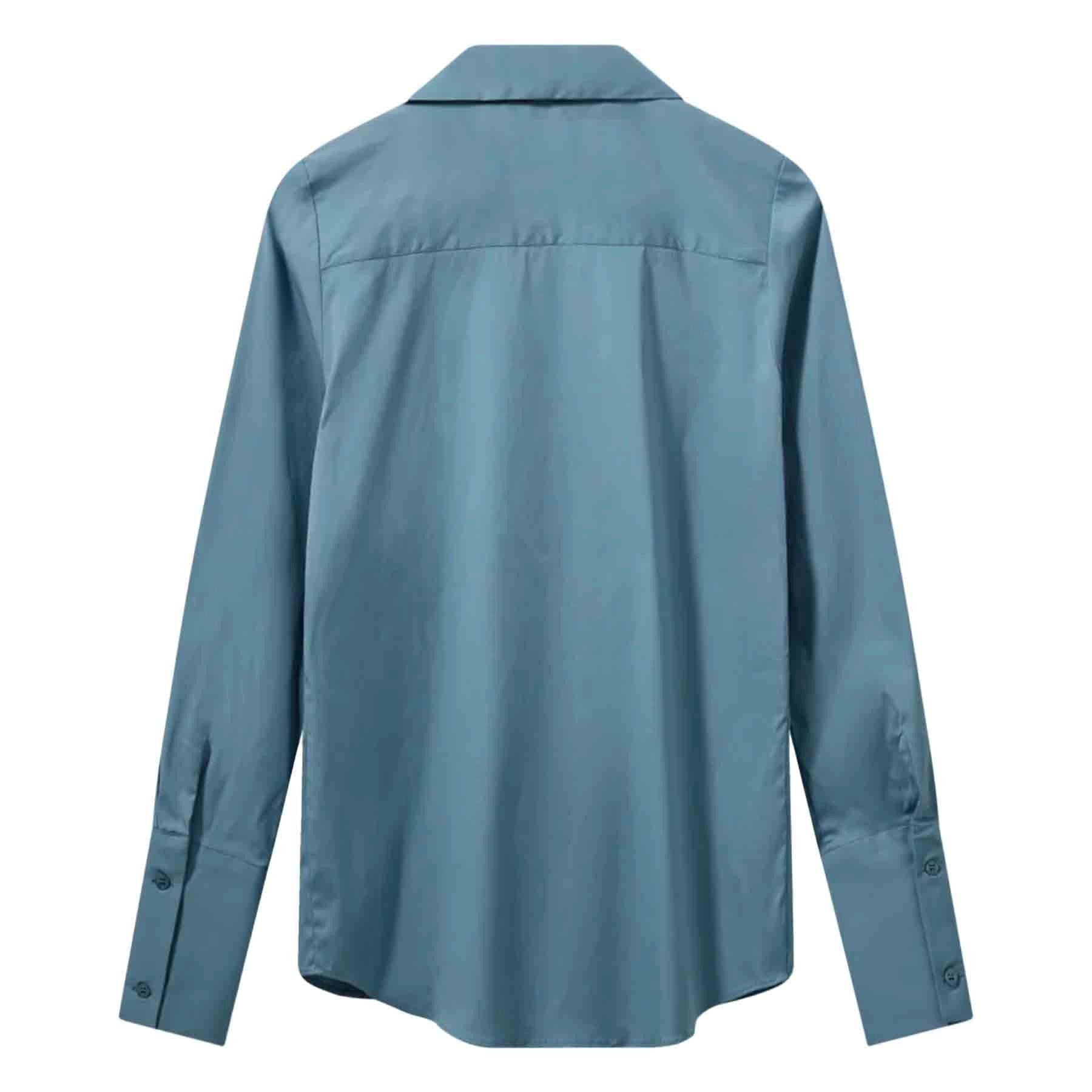 Mos Mosh Langarmbluse MOS MOSH Bluse SYBEL mit Baumwolle - Blue Shadow