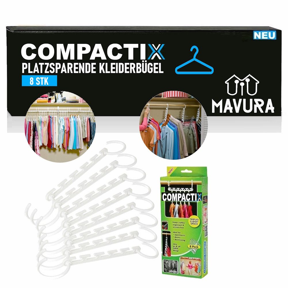 MAVURA Mehrfach-Kleiderbügel COMPACTIX Kleiderbügel Platzsparende rutschfeste Schrank, Organizer Magische Mehrfach Bügel 8er