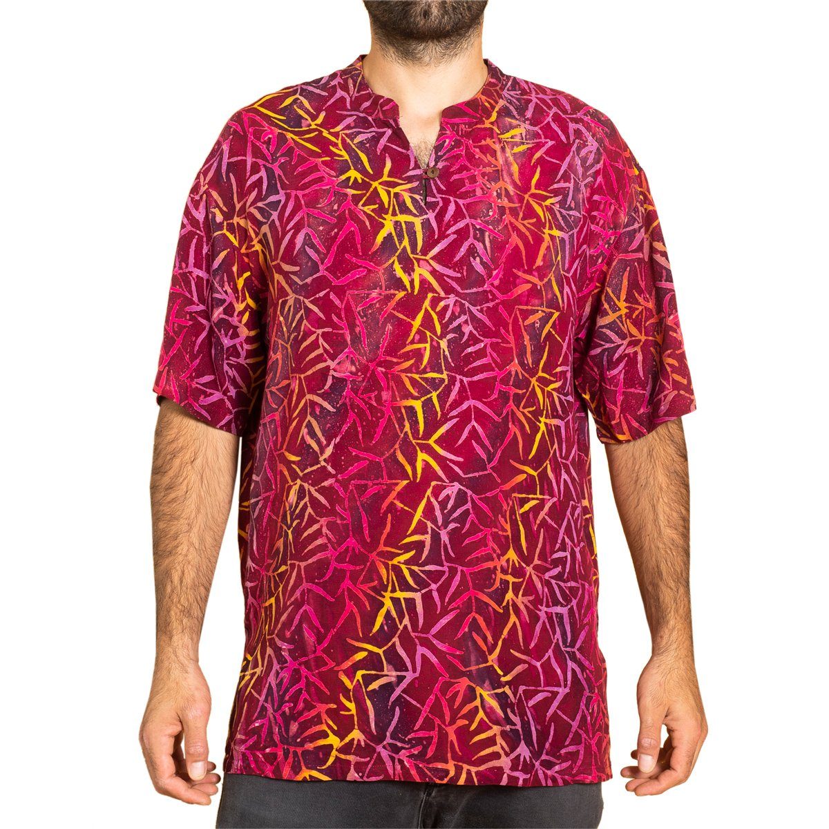 PANASIAM Hawaiihemd Kurzarmhemd Wachsbatik Herren Hemd in lebendigen Mustern und leuchtenden Farben langlebiges Sommerhemd Freizeithemd