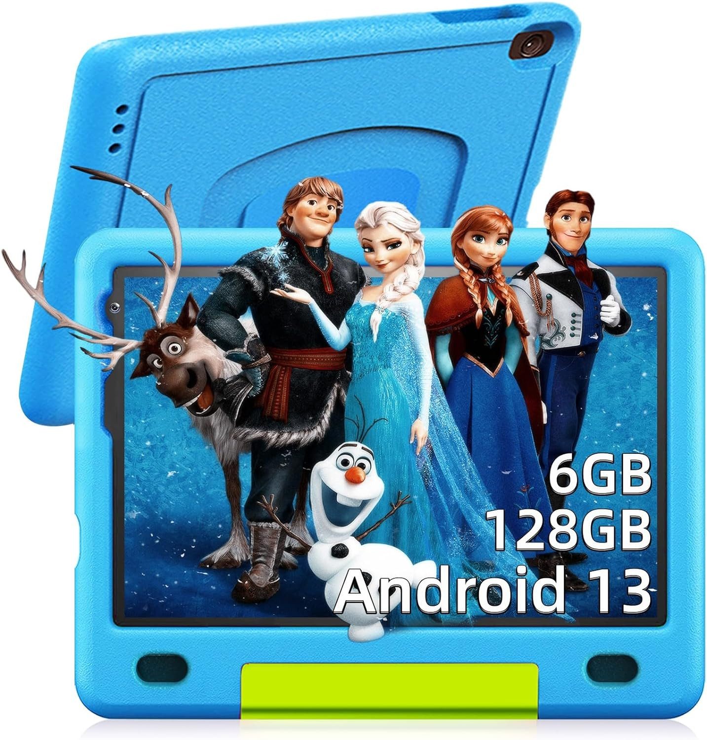 OUZRS Fur Kinder Kindersicherung, Dual-Kamera HD/IPS Tablet (8", 128 GB, Android 13, WiFi Bluetooth Netflix YouTube, mit Hüllen)