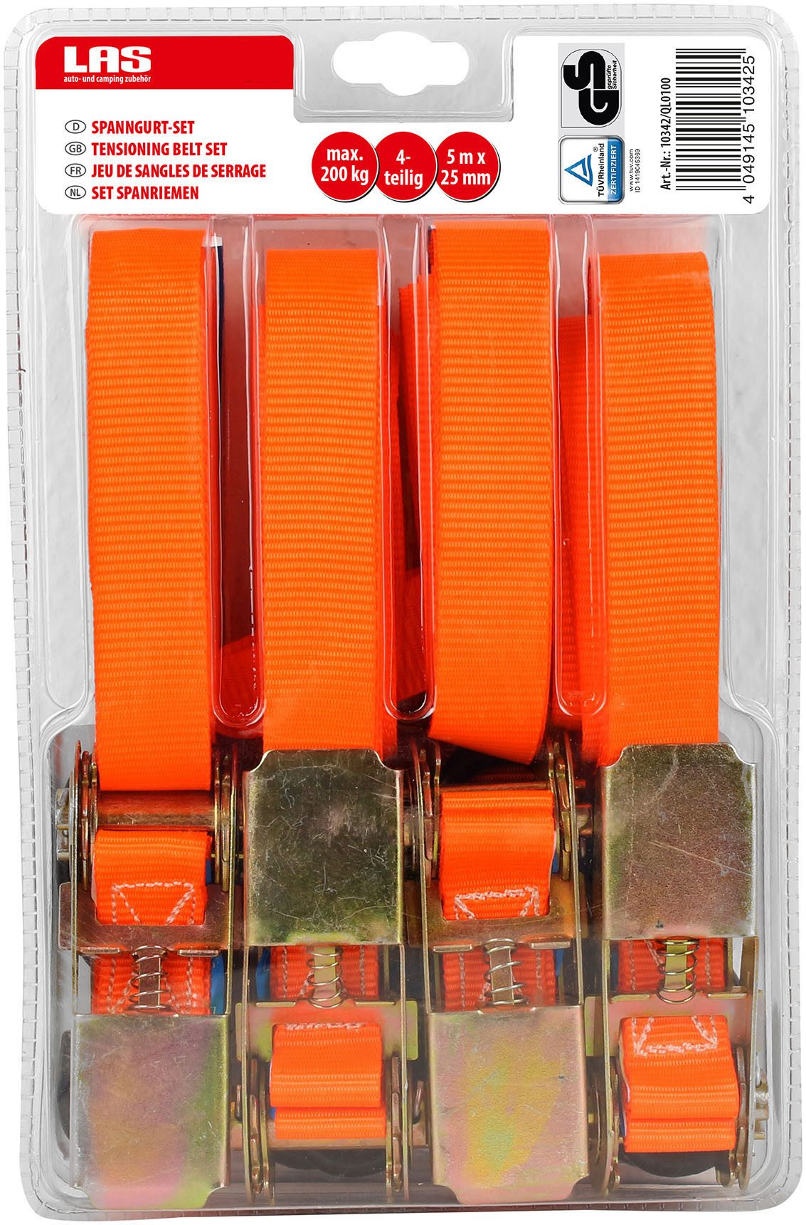 4x Spanngurte Mit Ratsche - 5,5m 1000kg Tragkraft Orange