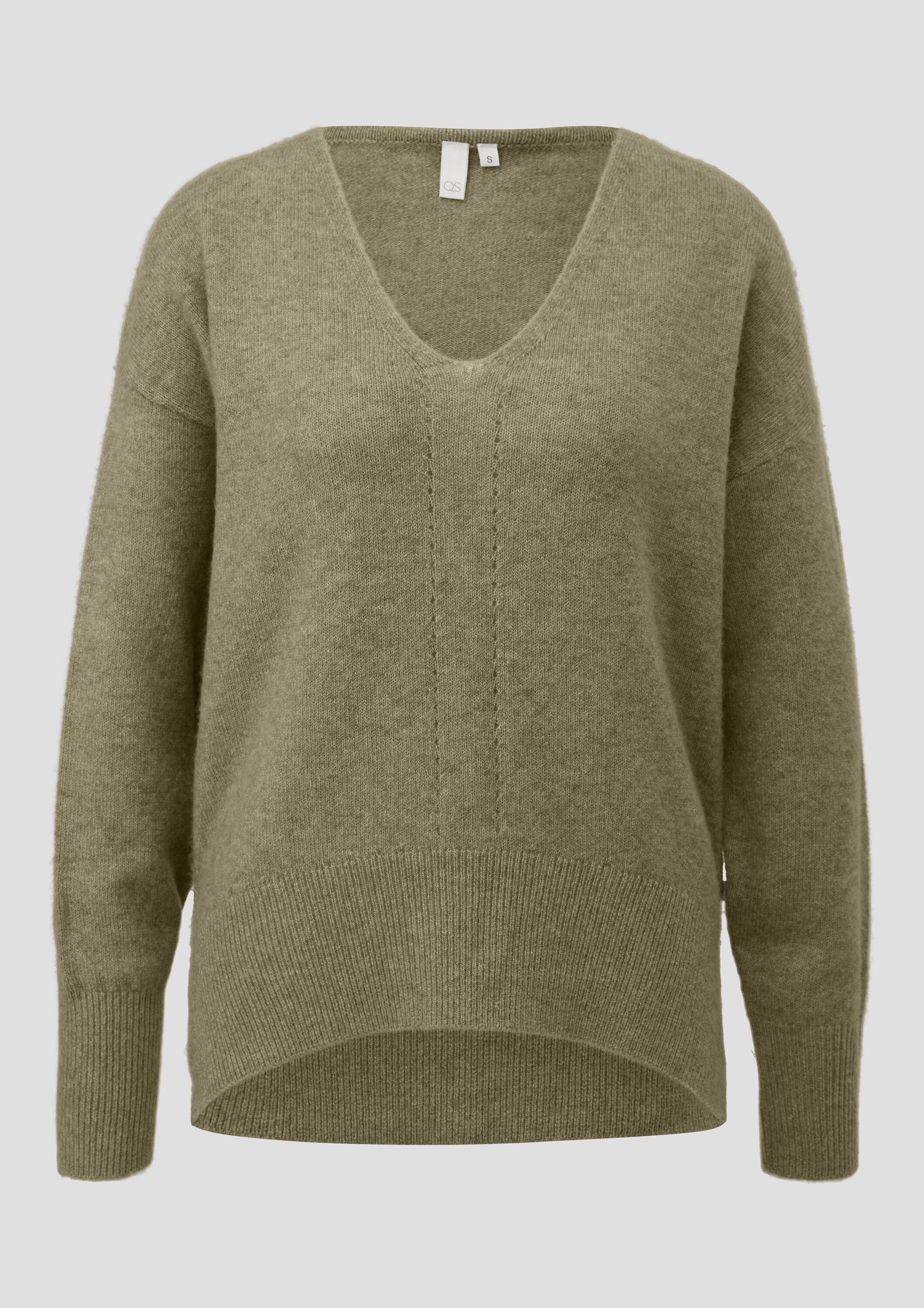 QS Longpullover Strickpullover Weicher Strickpullover mit Ajour-Detail