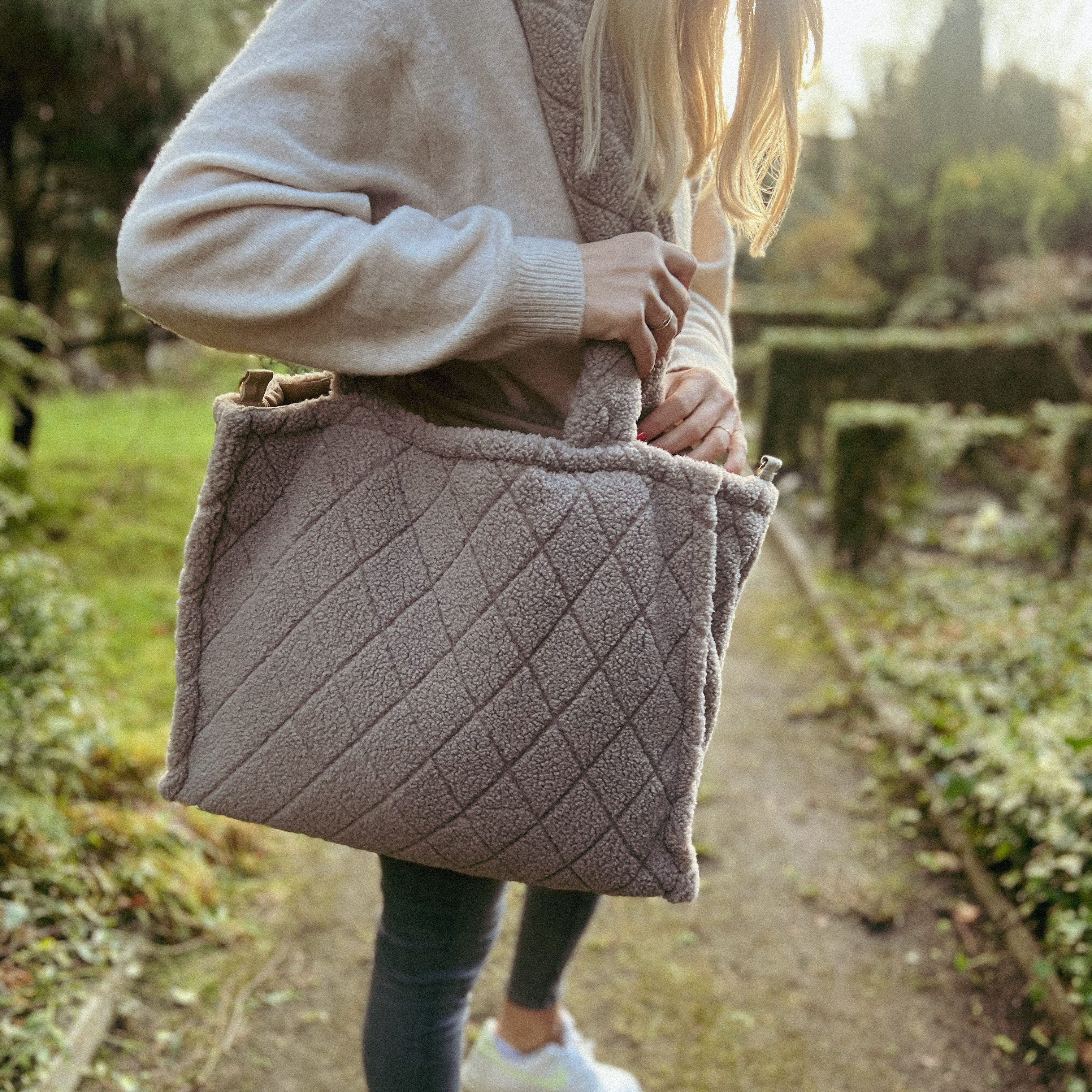 LittleANTunique Kinderwagen-Tasche Wickeltasche I Shopper I Teddy beige I Mommy Bag