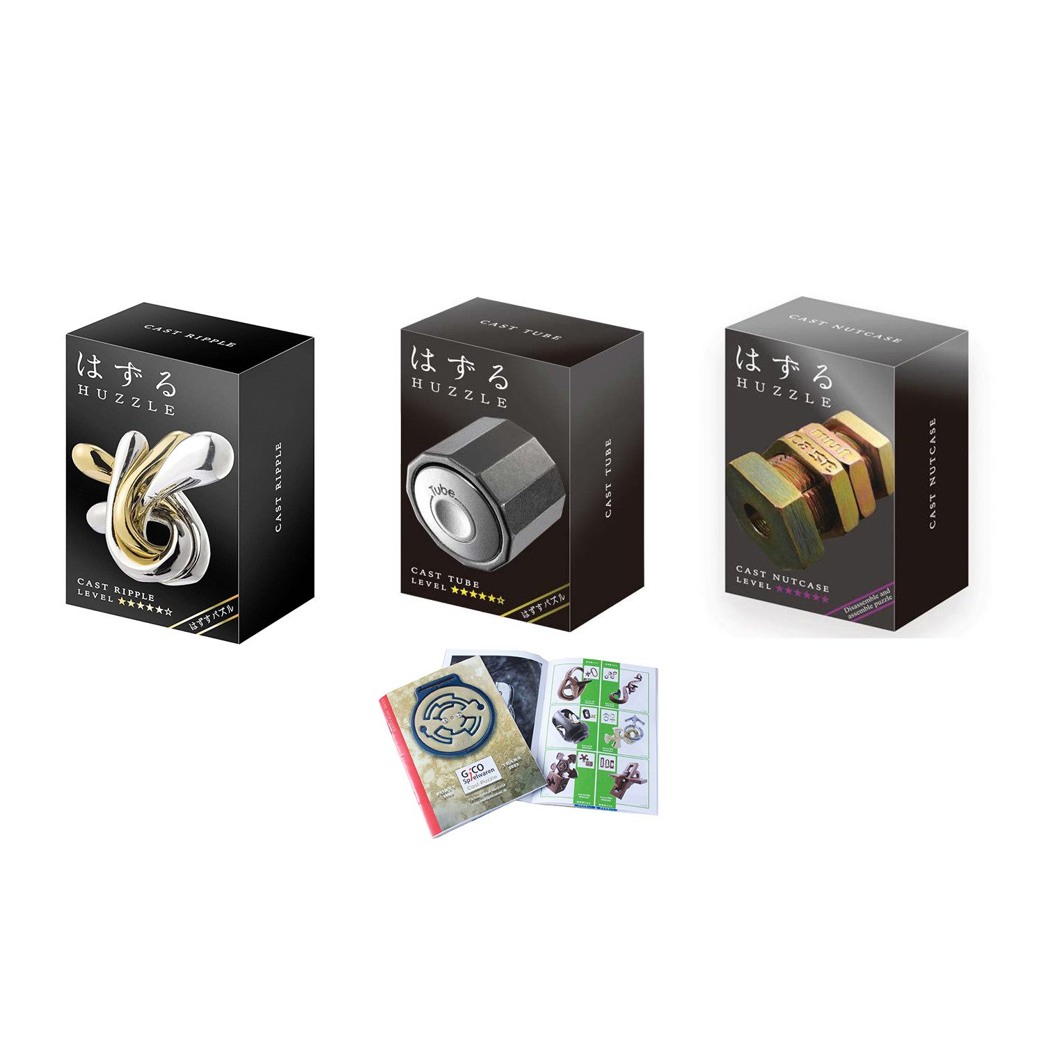 GICO Spielesammlung Cast Puzzle Set 15 Ripple, Tube, Nutcase, SG 5,6
