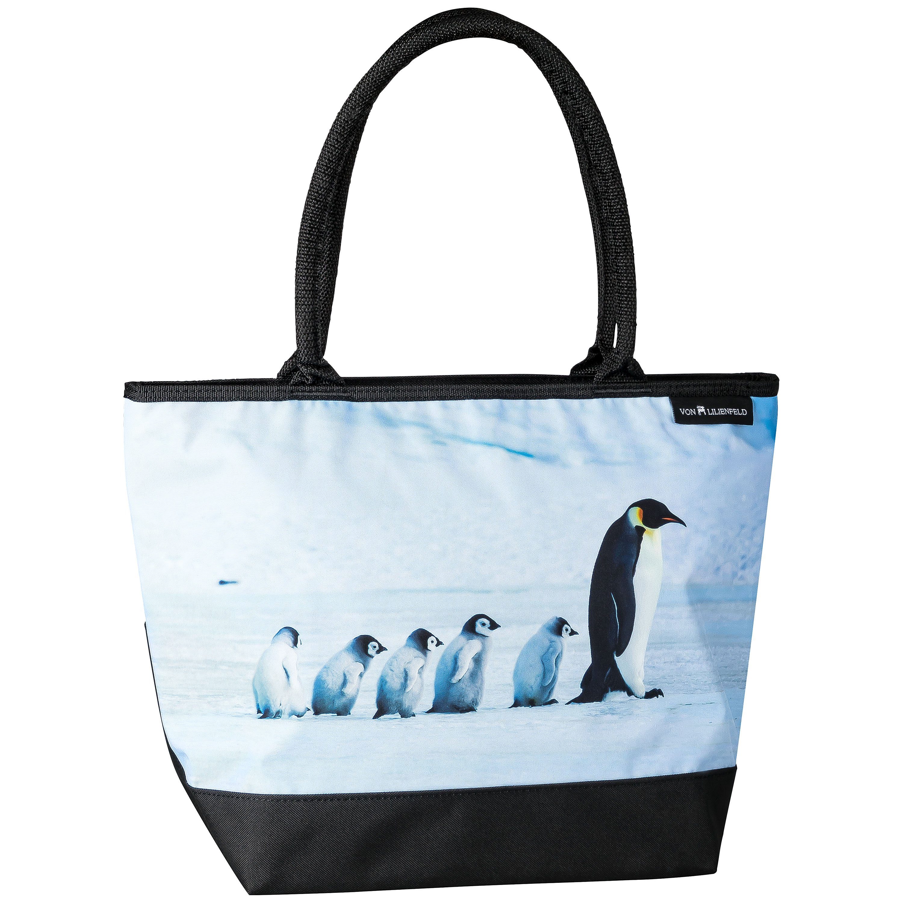 T15 Vogel Shopper Pinguine Shopper cm Strandtasche Damen Motiv Lilienfeld x von Tiermotiv Handtasche LILIENFELD Maße Büro, x VON H30 L42 Henkeltasche