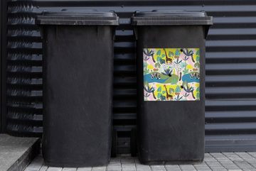 MuchoWow Wandsticker Dschungel - Tiere - Pflanzen - Farben (1 St), Mülleimer-aufkleber, Mülltonne, Sticker, Container, Abfalbehälter