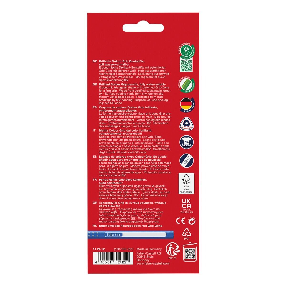 Faber-Castell Buntstift Colour-GRIP, (Colour-GRIP, 12-tlg), mit Soft-Grip-Zone