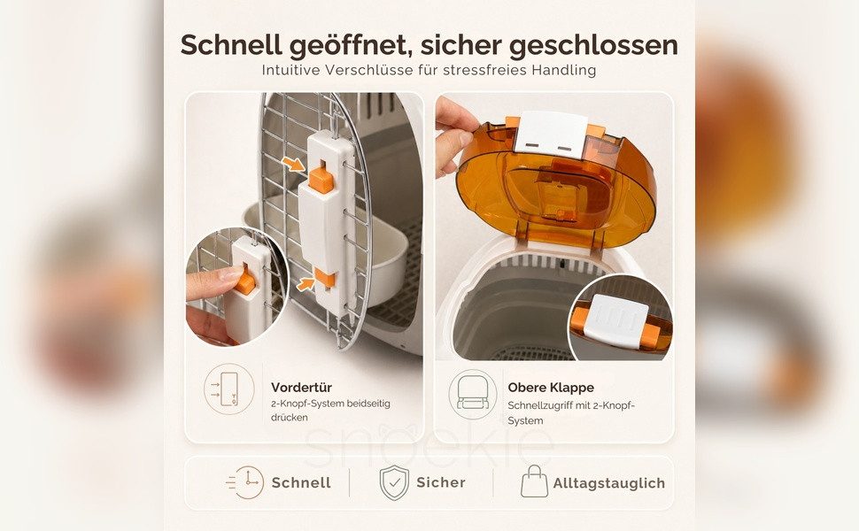 SNOEKIE Tiertransportbox SNOEKIE Transportbox für Katzen bis 45 cm Körperlänge