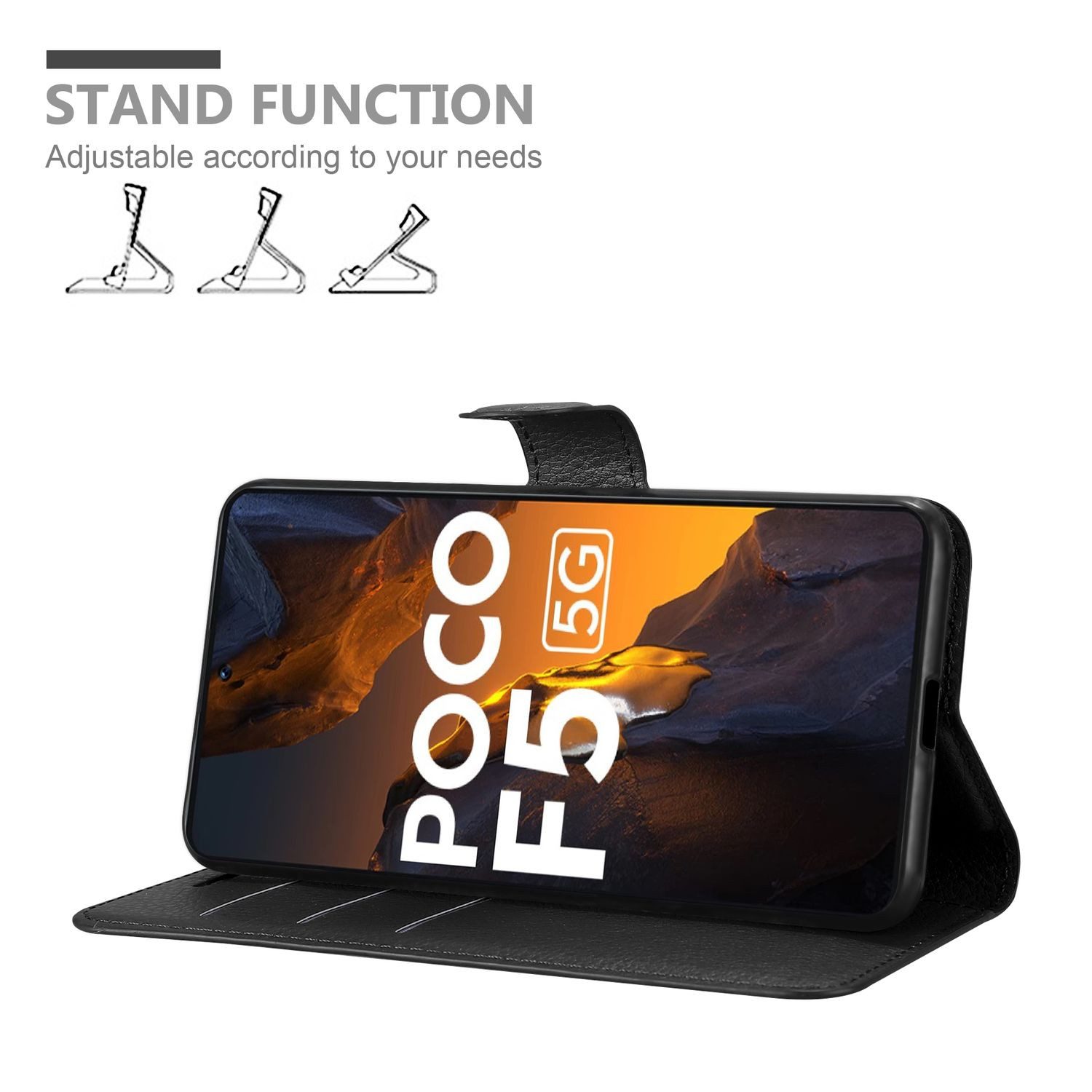Cadorabo Handyhülle für Xiaomi Poco F5 Hülle Xiaomi Poco F5, Hülle Schutzhülle mit Standfunktion, Kartenfach und Magnetverschluss