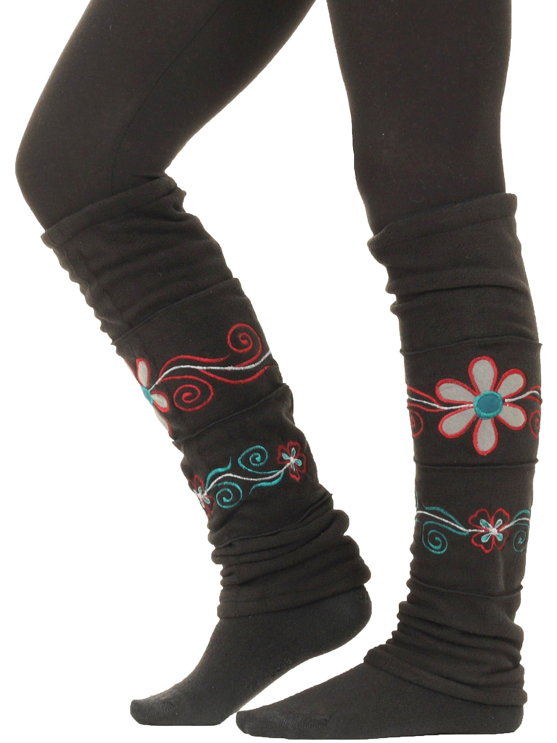 PUREWONDER Beinstulpen Beinstulpen aus Fleece bunte Blumenstickerei, Stulpe günstig online kaufen