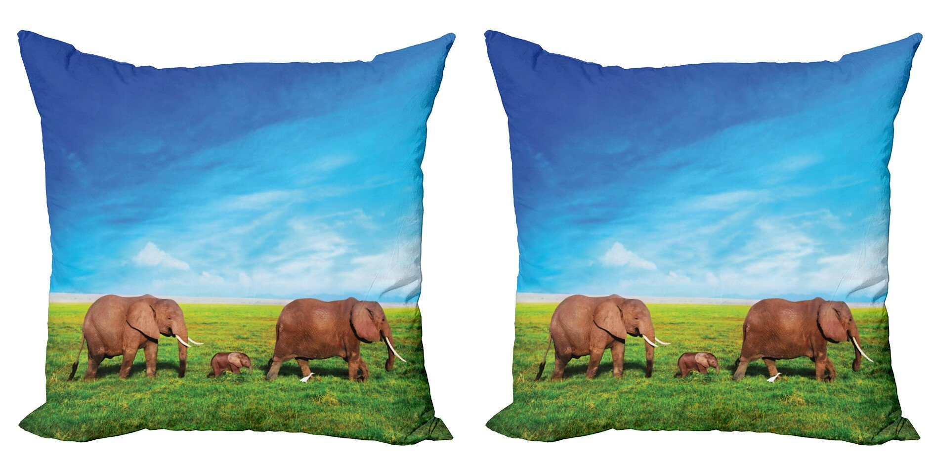 Kissenbezüge Modern Accent Doppelseitiger Digitaldruck, Abakuhaus (2 Stück), Safari Elephant Family Afrika