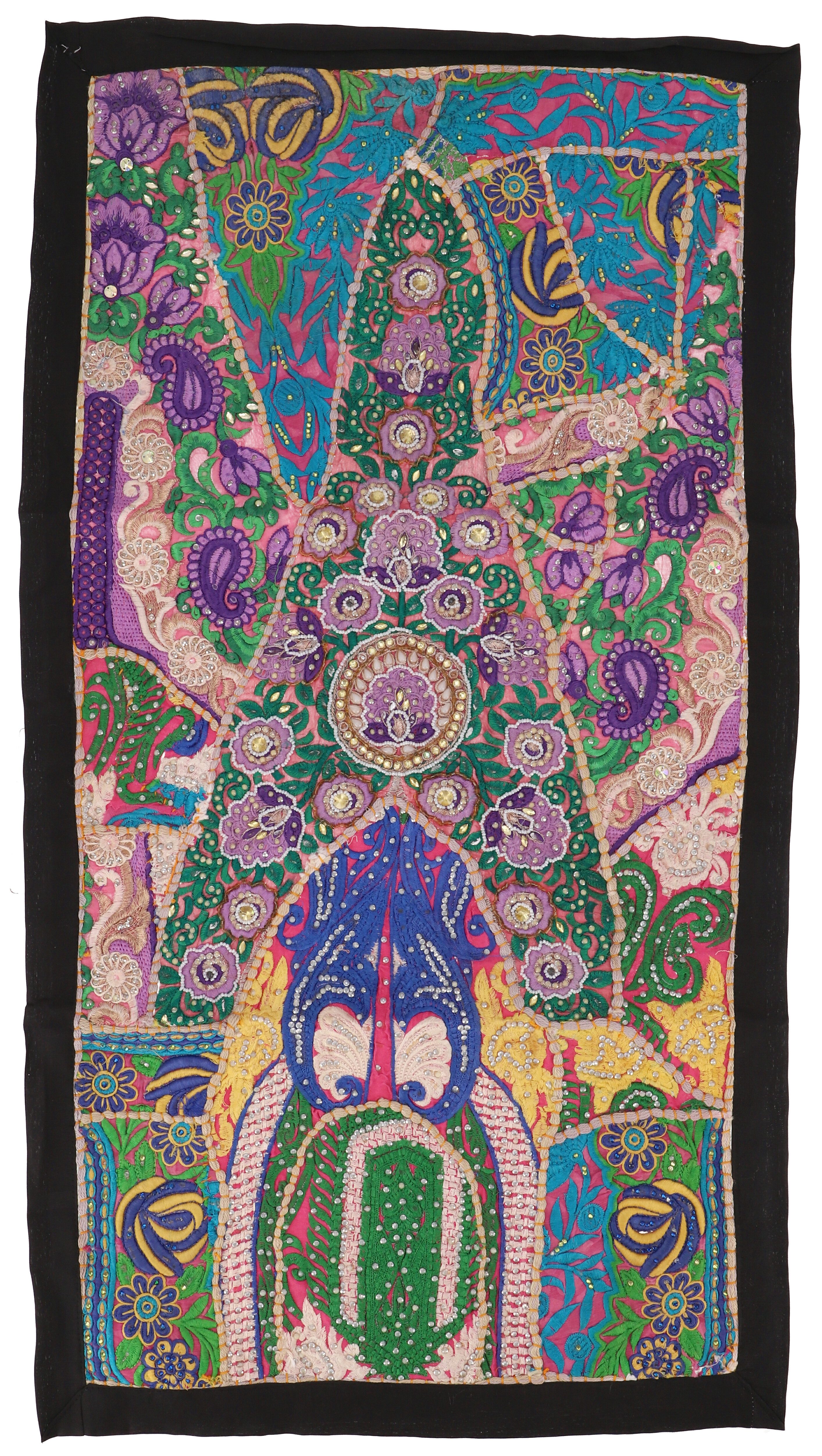 Guru-Shop Wandteppich Indischer Wandteppich Patchwork Wandbehang,.., Höhe: 45 mm