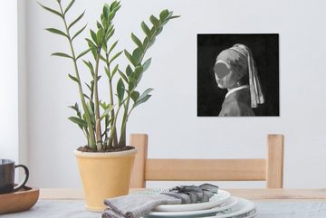OneMillionCanvasses® Gemälde Das Mädchen mit dem Perlenohrring - Johannes Vermeer - Schwarz und, (1 St), Leinwand Bilder für Wohnzimmer Schlafzimmer