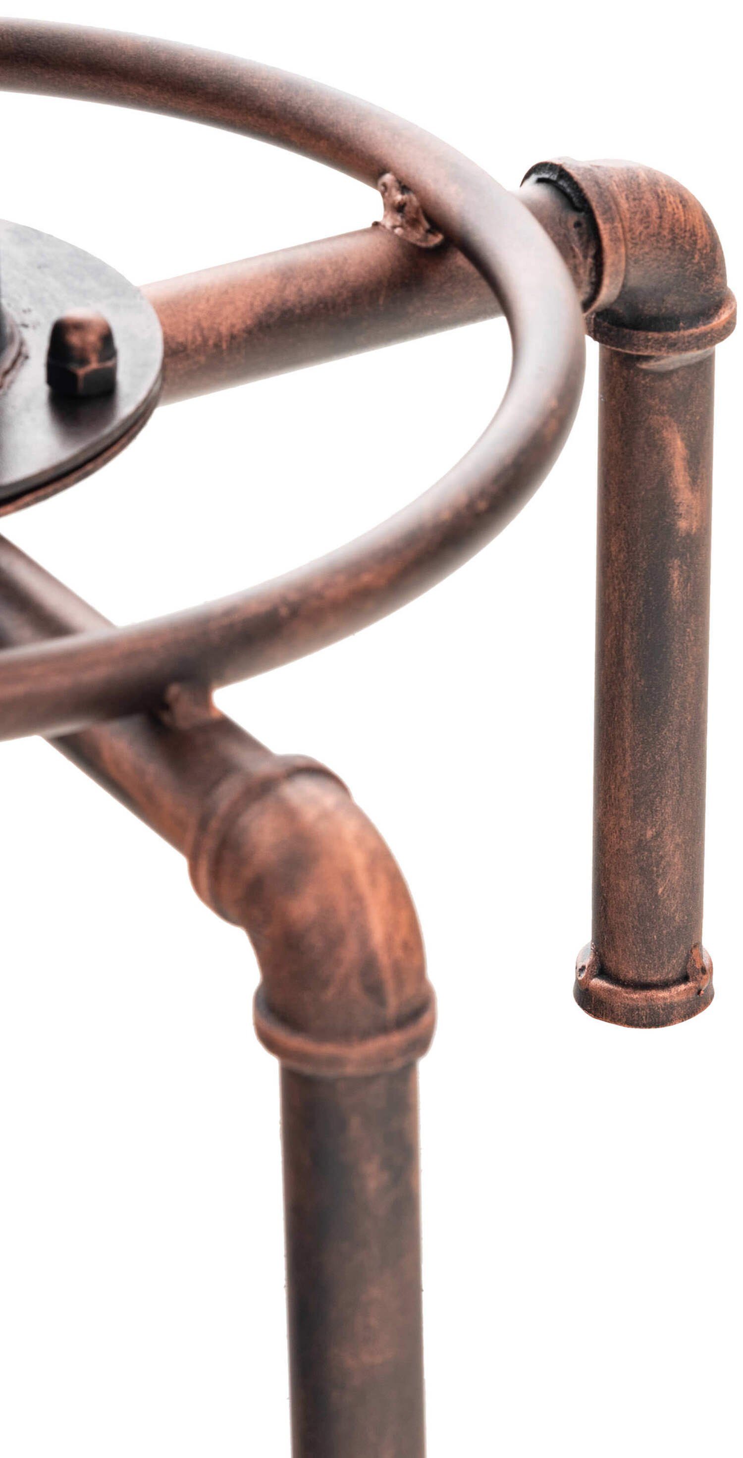 TPFLiving Barhocker Lumos Vintage Küche 4-Fuß Hocker Kunstleder & - Fußstütze (mit für Bronze Gestell Holz Schwarz Theke - - Tresenhocker), Sitzfläche