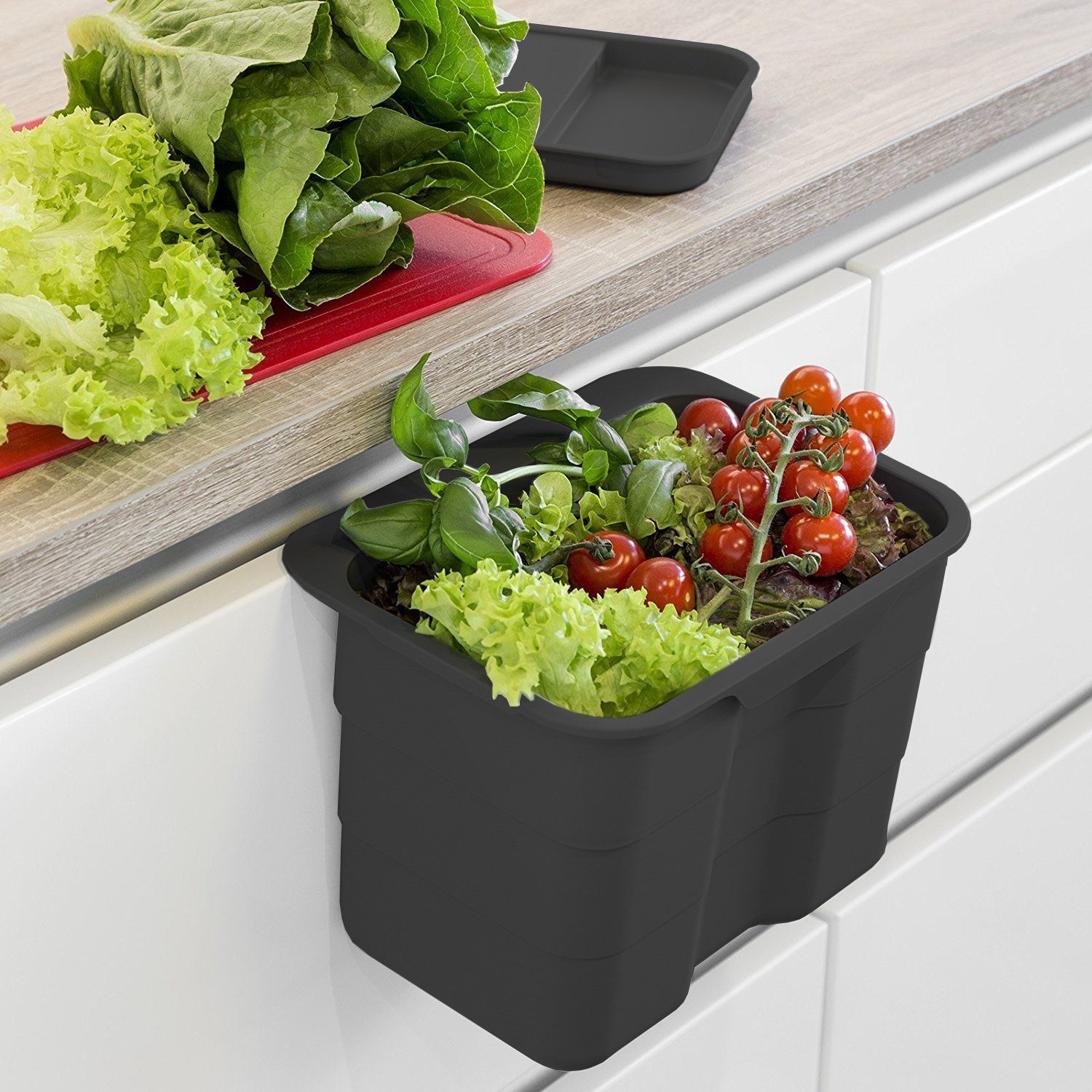 SO-TECH® Mülltrennsystem essensa biobin mit Deckel 4,2 L Multifunktionsbehälter, Biomülleimer anhrazit