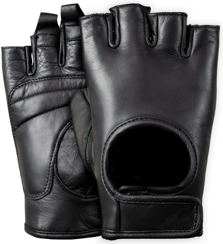 MDM Lederhandschuhe Herren Lederhandschuhe Fingerlos Motorrad Chopper Sommer Fingerloses Design für maximale Bewegungsfreiheit und Griffgefühl