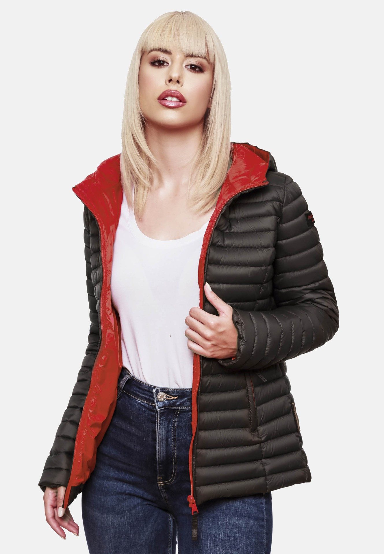 Marikoo Steppjacke Marikoo Asraa Damen Steppjacke B857 Übergangsjacke mit kontrastfarbendem Reißverschluss