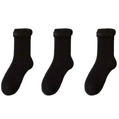 FIDDY Thermosocken Damen dicke, warme, kältebeständige Kniestrümpfe, einfach und schlicht (3-Paar) Modisch, warm, tolles Geschenk